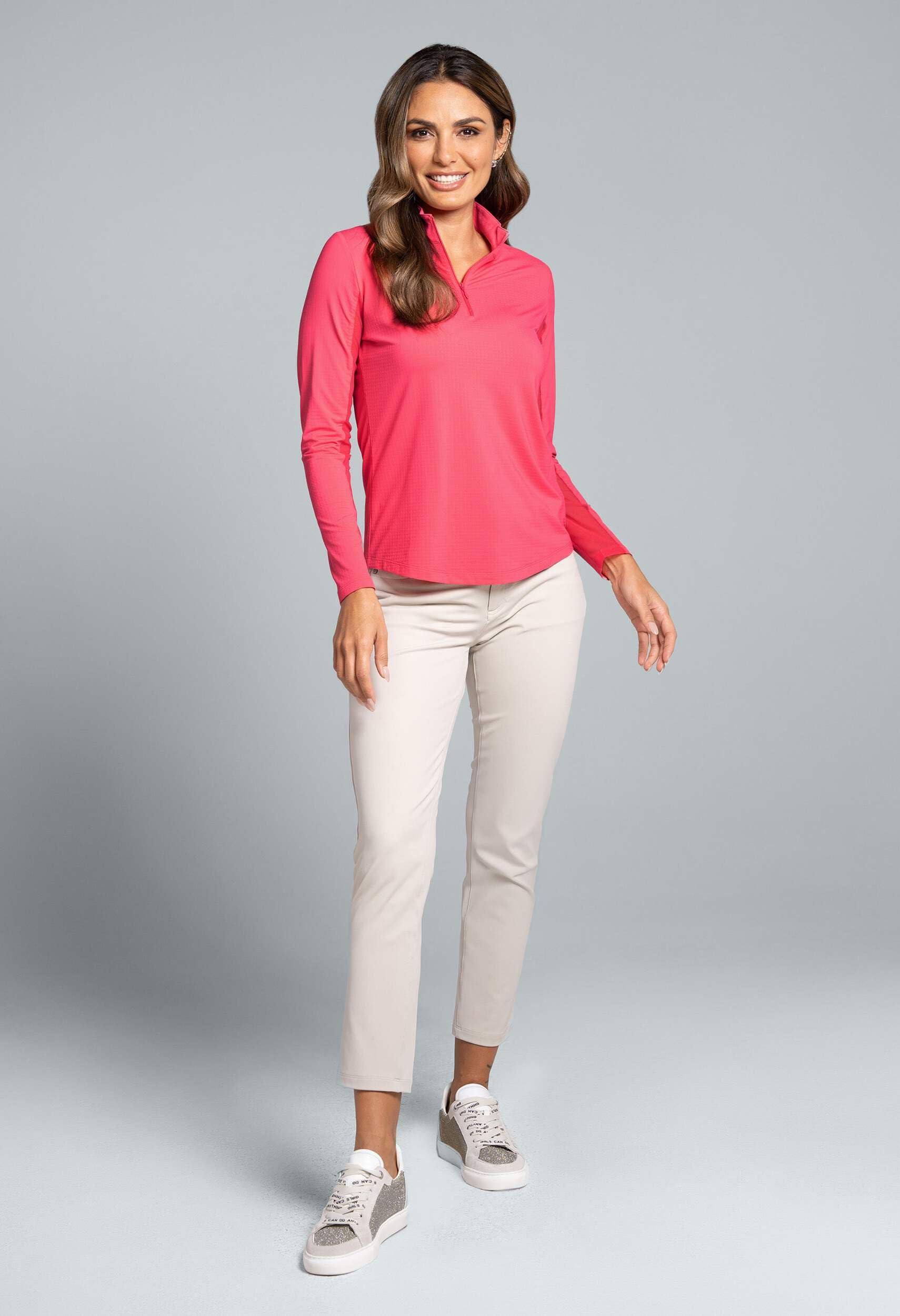 IBKUL Women's Solid Long Sleeve 1/4-zip Mock Neck Shirt - Image 5