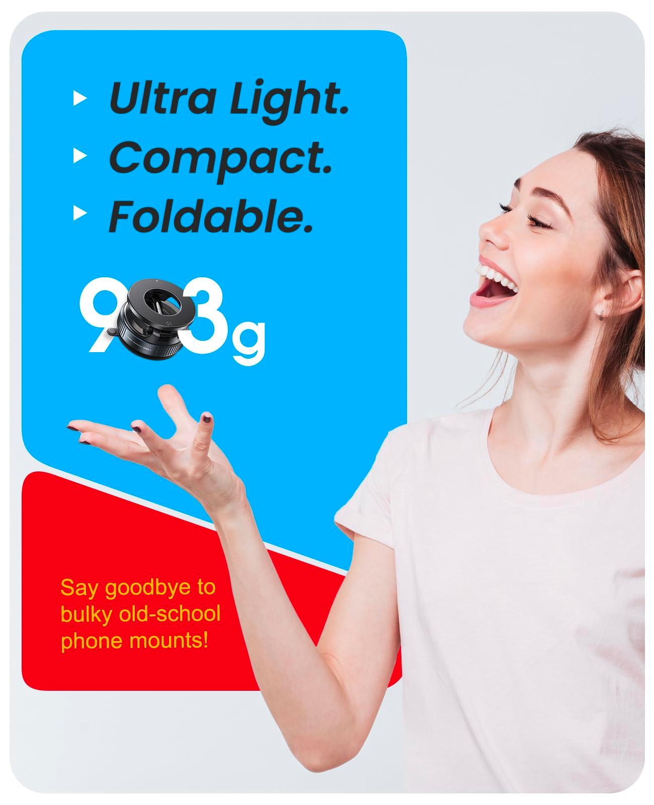 Jononser Vacuum Magnetic Suction Cup Phone Mount for Magsafe, 360° Adjustable Magnetic Phone Holder, Pocket Size Foldable Portable Cell Phone Holders for Your Car for All Smartphones & All Car Models - Image 6