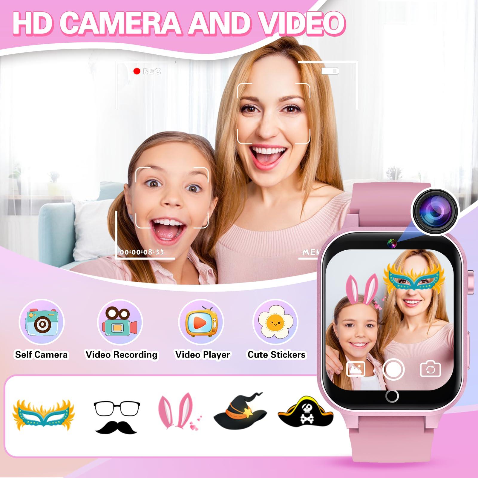 Kids Smart Watch Girls Gift for Girl Aged 6-12, HD TouchScreen Kids Watch with 26 Games Video Camera Music Pedometer Audiostory Learn Card Educational Toys Birthday Gifts for Girls Ages 5 6 7 8 9 - Image 4