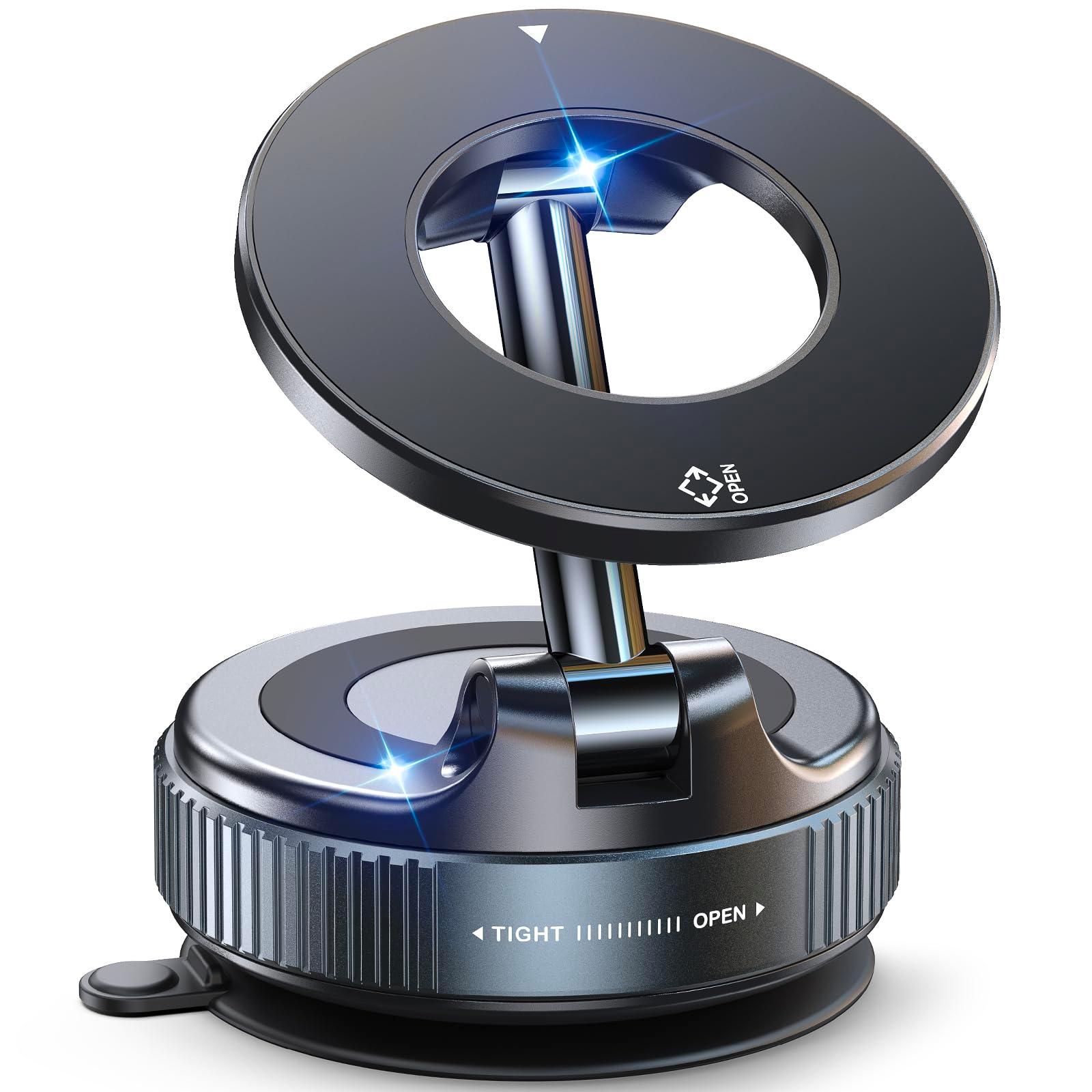 Jononser Vacuum Magnetic Suction Cup Phone Mount for Magsafe, 360° Adjustable Magnetic Phone Holder, Pocket Size Foldable Portable Cell Phone Holders for Your Car for All Smartphones & All Car Models