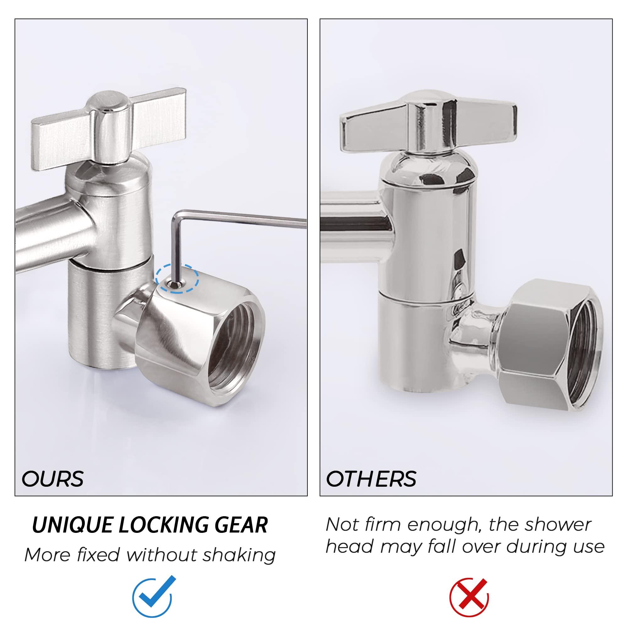 G-Promise All Metal 10 Inches Rainfall Shower Head with Handheld Spray Combo, 3 Settings Diverter, Adjustable Extension Arm with Lock Joints, 71 Inches Stainless Steel Hose (Brushed Nickel) - Image 7