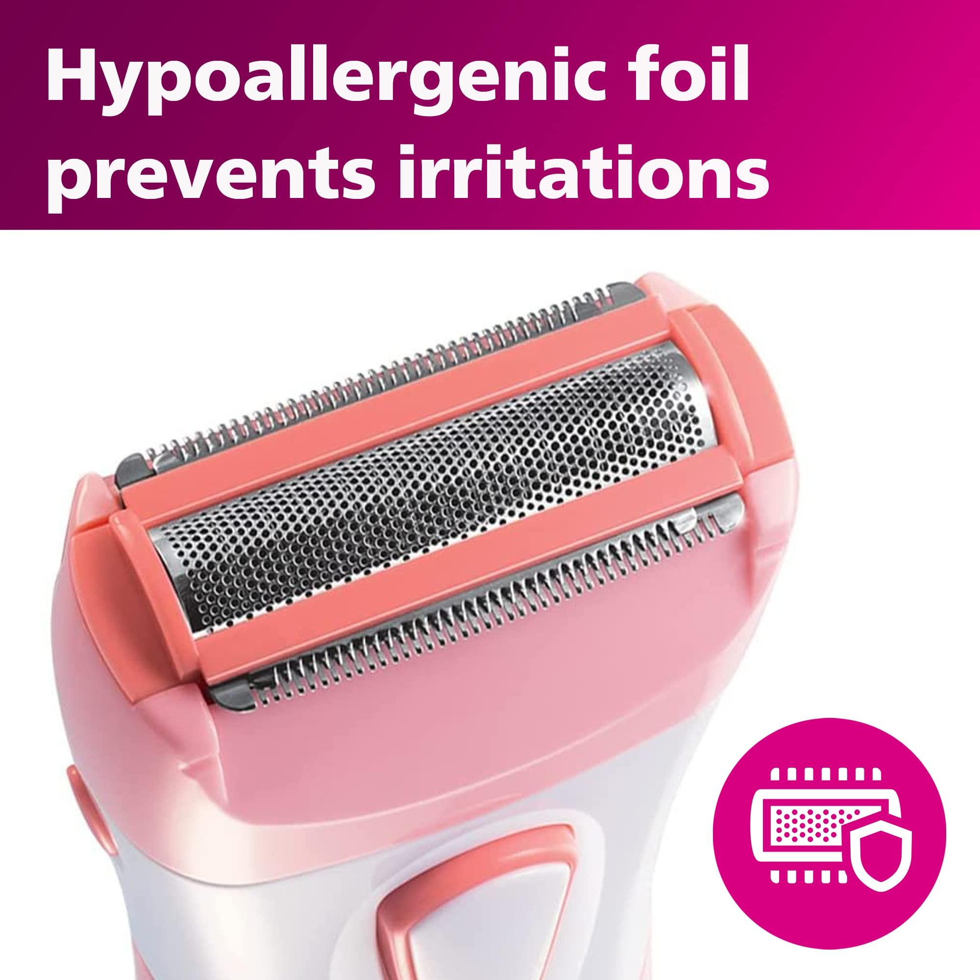 Philips SatinShave Essential Women’s Wet & Dry Electric Shaver for Legs & Body, Cordless, with Hypoallergenic Foil, HP6306/50 - Image 3