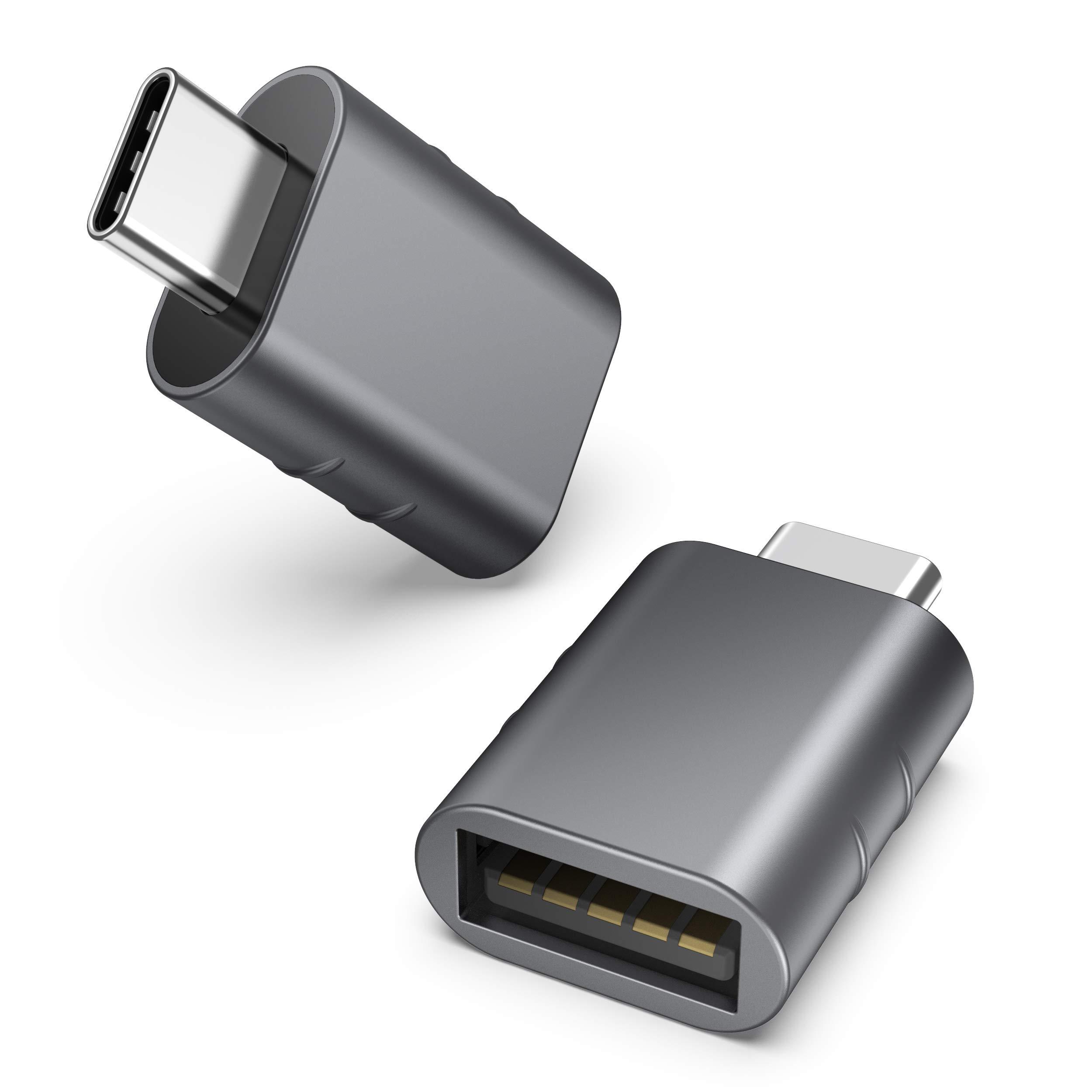 Syntech USB C to USB Adapter Pack of 2 USB C Male to USB 3.0 Female Adapter Compatible with MacBook Pro Air 2024, Microsoft Surface, iPad,Samsung Notebook, Dell XPS and More Type C Devices,Space Grey