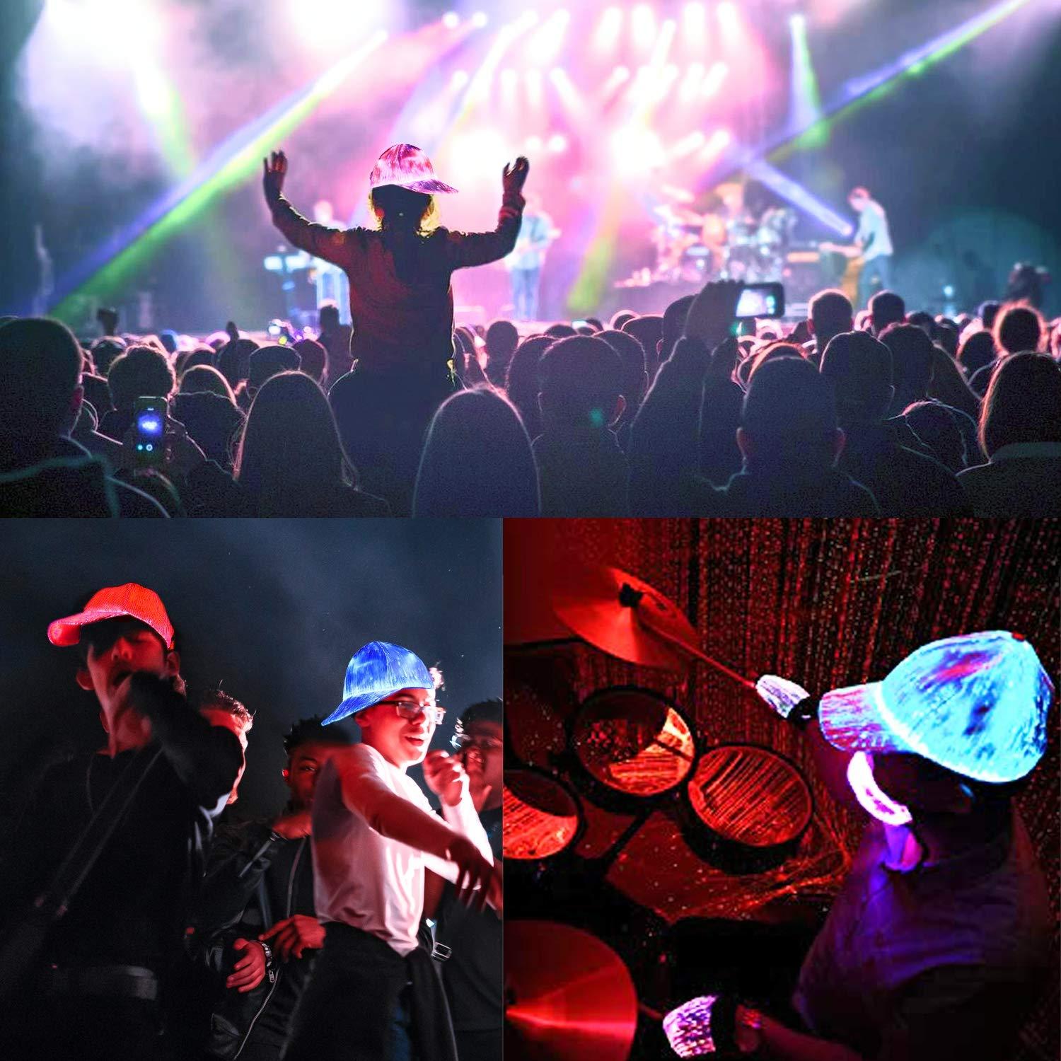 Ruconla Fiber optic cap LED hat with 7 colors luminous glowing EDC baseball hats USB Charging light up caps even party led crazy cap for event holiday - Image 7