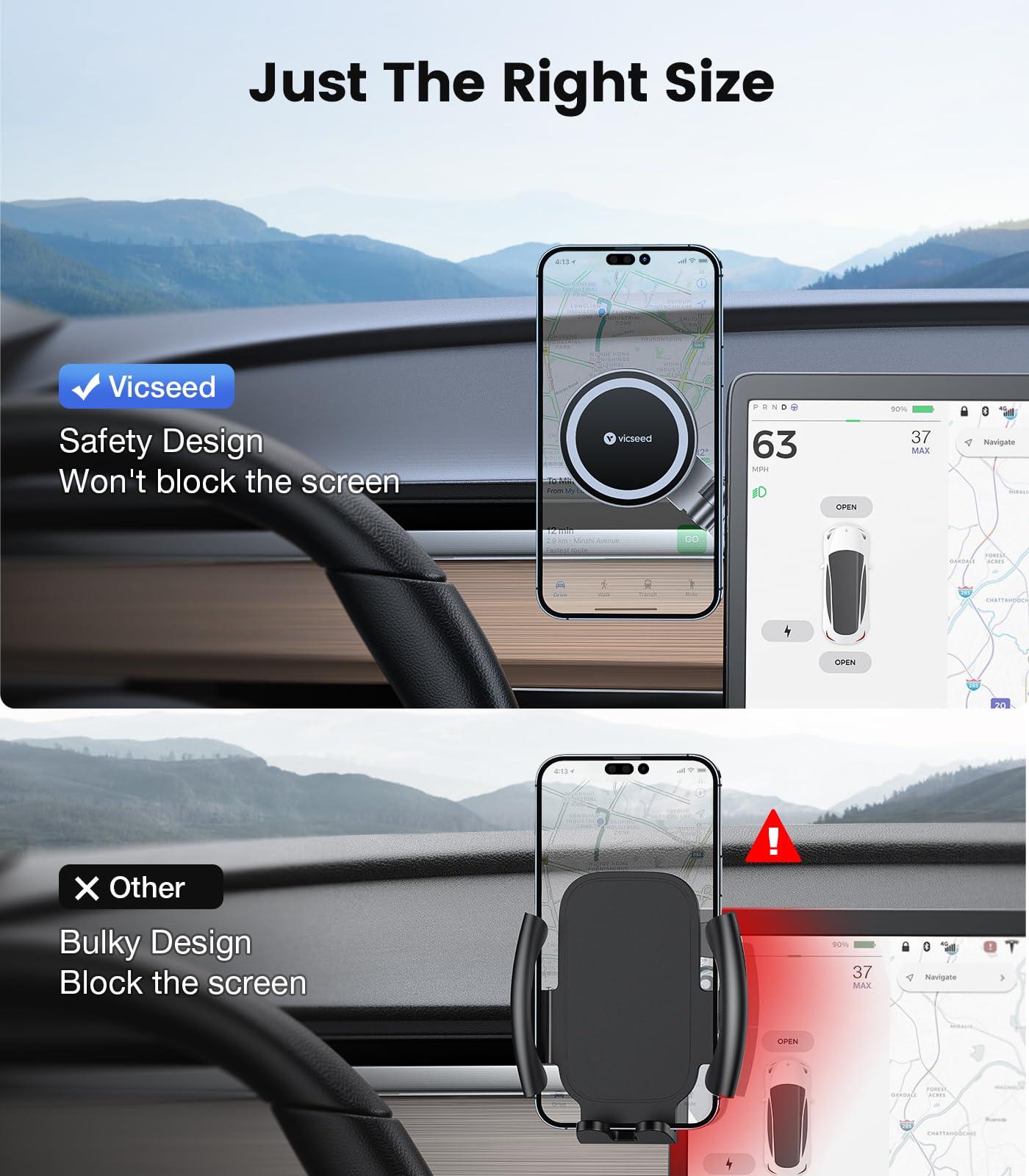 VICSEED Tesla Phone Mount【Strongest Magnet Power】 Foldable Hidden Tesla Phone Holder Fit for All Phones, Tesla Model 3/Y/Cybertruck Accessories, Tesla Model 3 Model Y for MagSafe Car Mount - Image 8