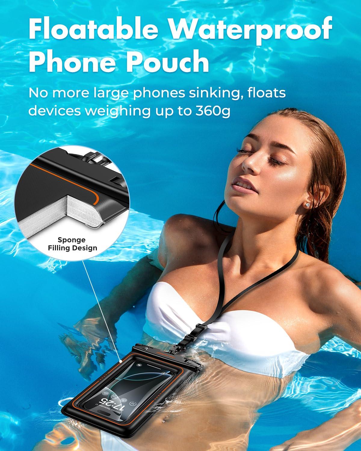 UNBREAKcable Floating Waterproof Phone Pouch 2 Pack, IPX8 Waterproof Phone Case Dry Bag Kayak/Beach/Cruise Travel Essentials, Water Proof Pouch for iPhone 16 15 Pro Max, Samsung S25 Ultra S24 S23-7" - Image 2
