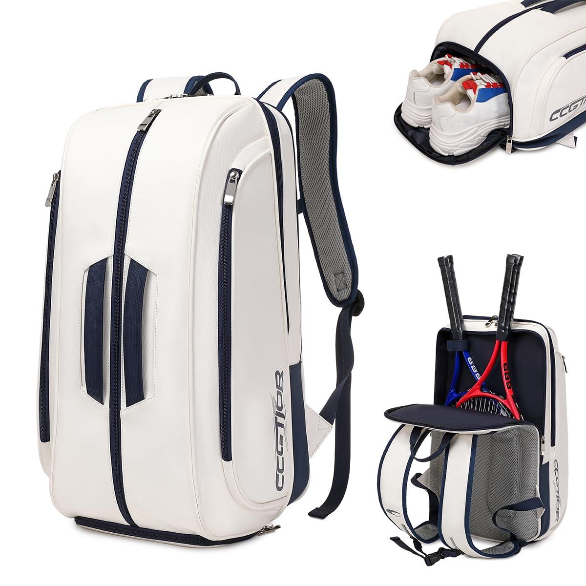 CCGTIOR Multi-Use Beach Tennis Bag For Sport Convertible Padel Backpack With Shoe Compartment, Laptop Sleeve,Fence Hook,Ball Sleeve