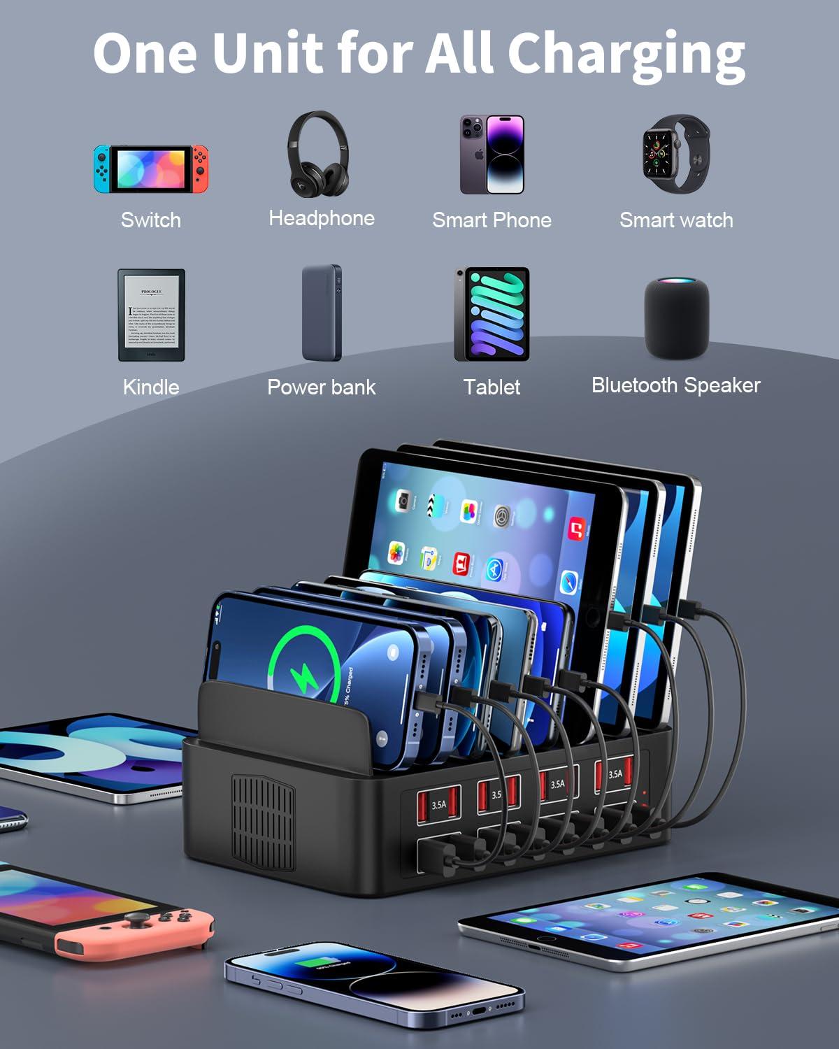 150W Charging Station for Multiple Devices, 16 Port Phone Charger Station, Multi USB Organizer Charger Station for iPhone, Android, iPad, Cell Phone, Tablets - Image 4