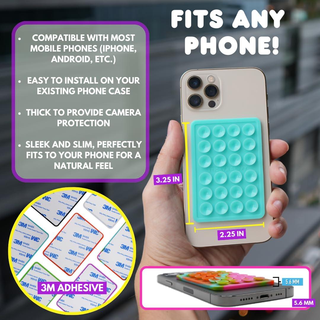 StickyGrippy Suction Phone Case Mount, Sillicon Adhesive Phone Accessory for iPhone and Android, Hands-Free Fidget Toy Mirror Shower Phone Holder, Tiktok Videos and Selfies (Purple Glitter) - Image 7