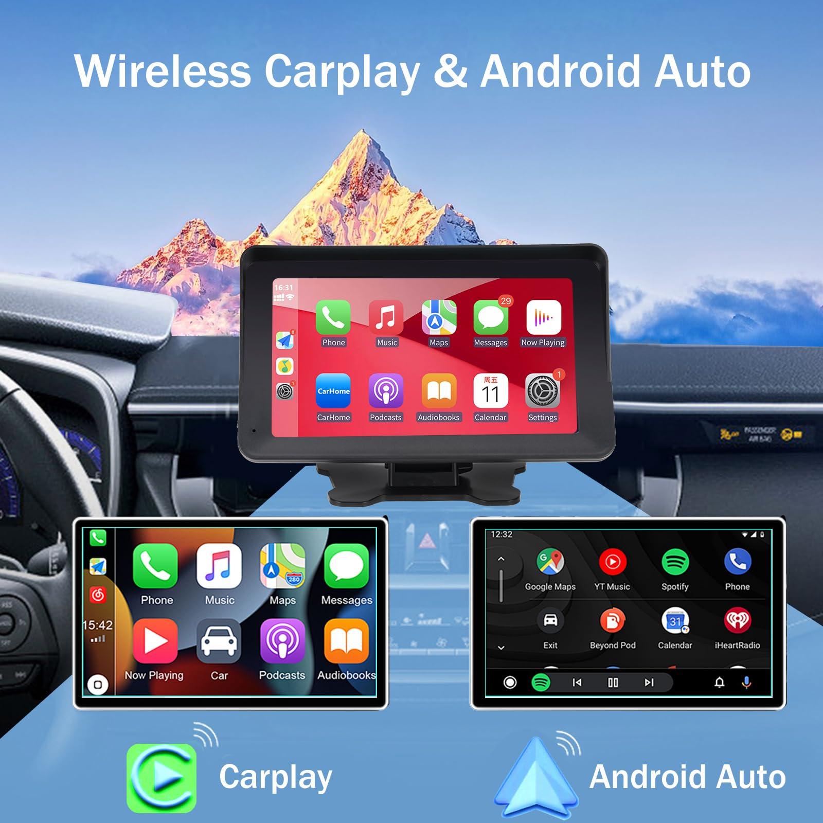 Apple Carplay Portable Car Stereo and Android Auto,Carplay Screen for Car Radio with Bluetooth Handsfree, 7'' Touch Screen with Phone Link/FM/AUX - Image 2