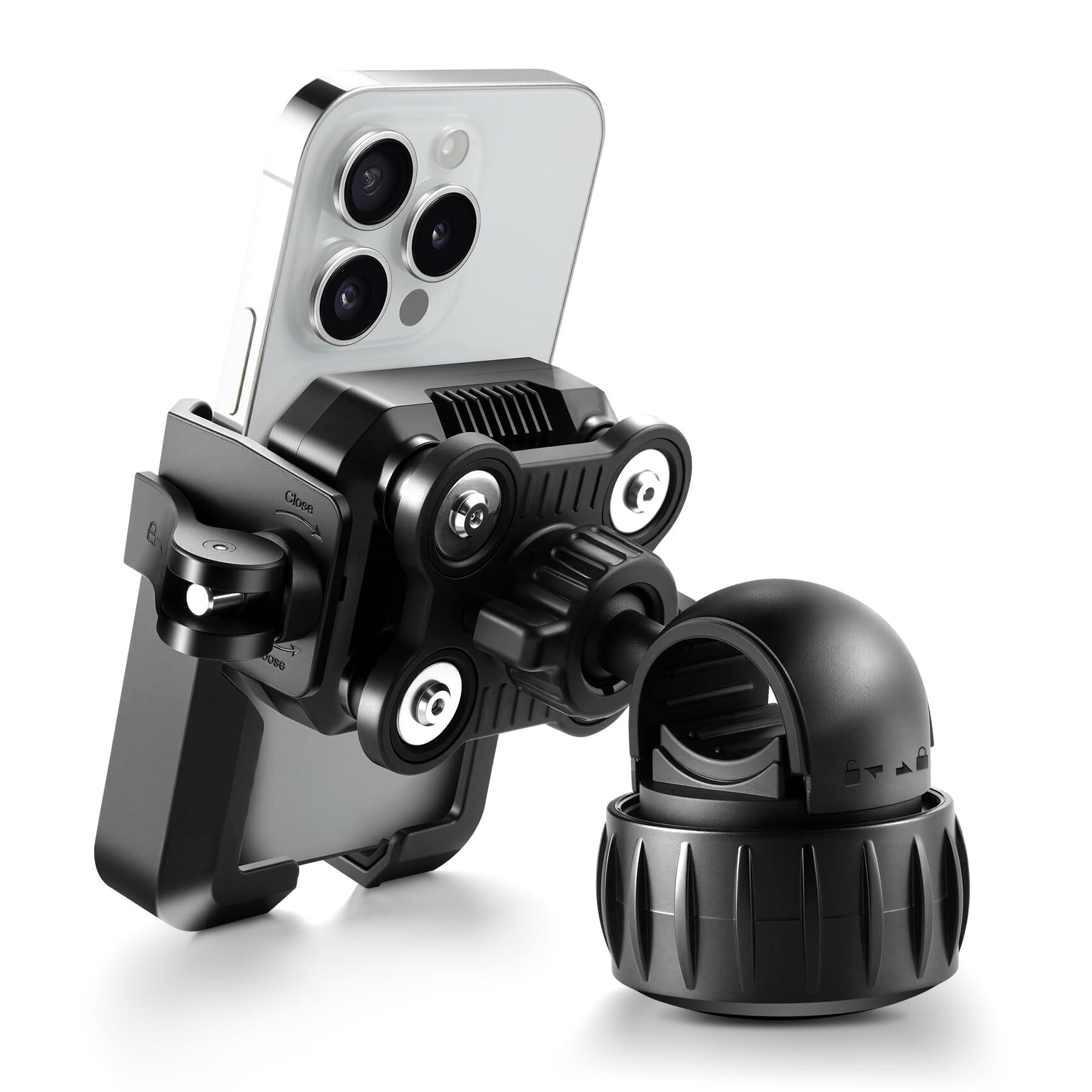 JUSTTOP Motorcycle Phone Mount Holder,Bike Phone Mount Holder[Unobstructed Camera],for iPhone and More 4.7"-7" Smartphones,Motorcycle Accessories and Bike Accessories