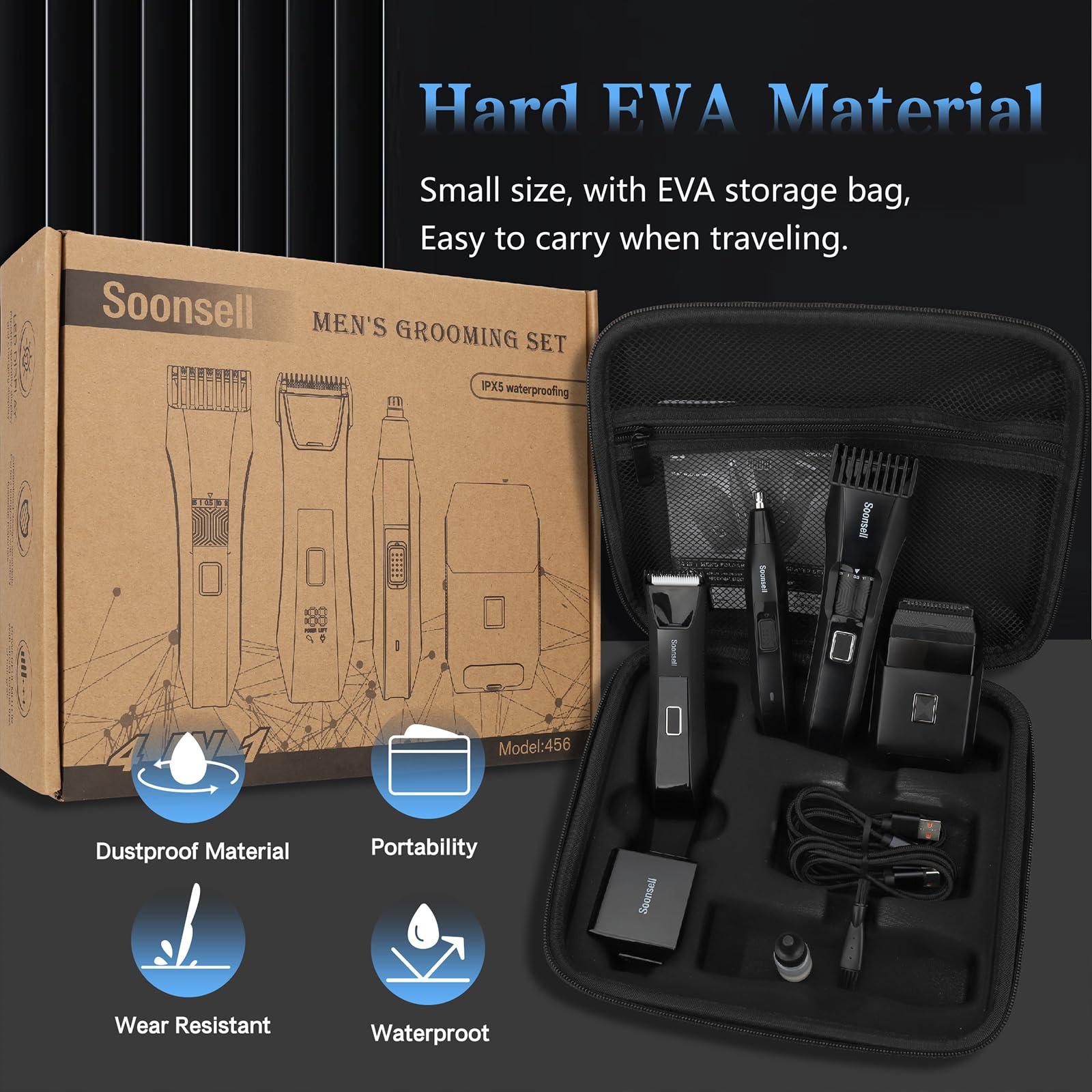 Soonsell Manscape Beard Trimmer for Men,Ball Shaver,Nose Hair Clippers,Electric Razor,Hair Clippers for Men,4 IN1 Men's Grooming Kit,LED Display,Waterproof,Wet/Dry Trimmer - Image 6