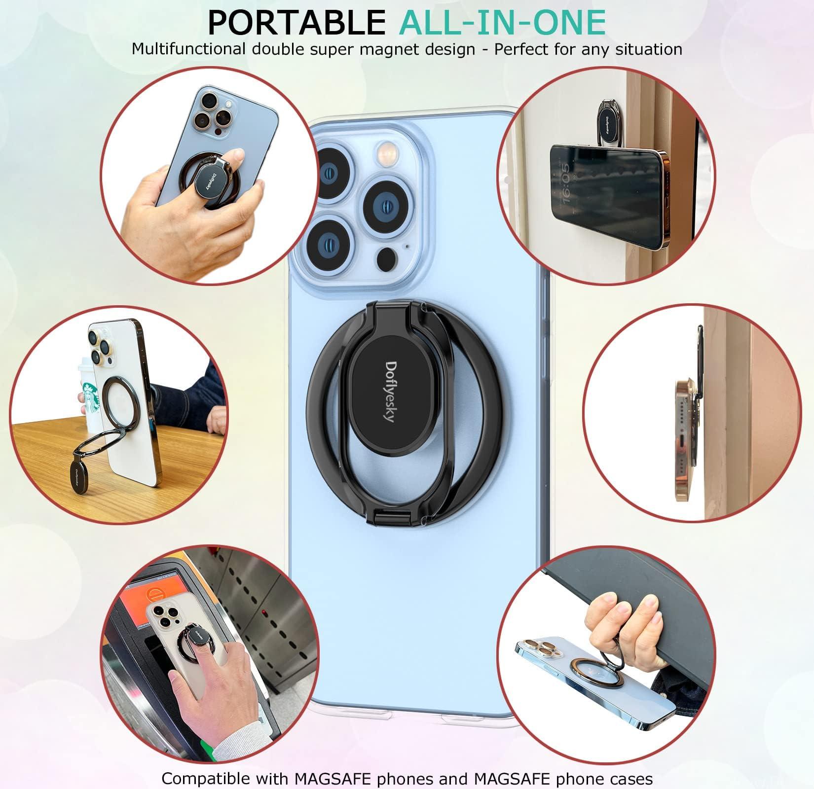 Doflyesky Magnetic Phone Ring Holder with Magsafe, Double Adjustable Gym Finger Ring Grip, Removable Phone Grip, for iPhone, iPad and Smartphones, Compatible with Magnetic Car Mount (Colorful) - Image 7