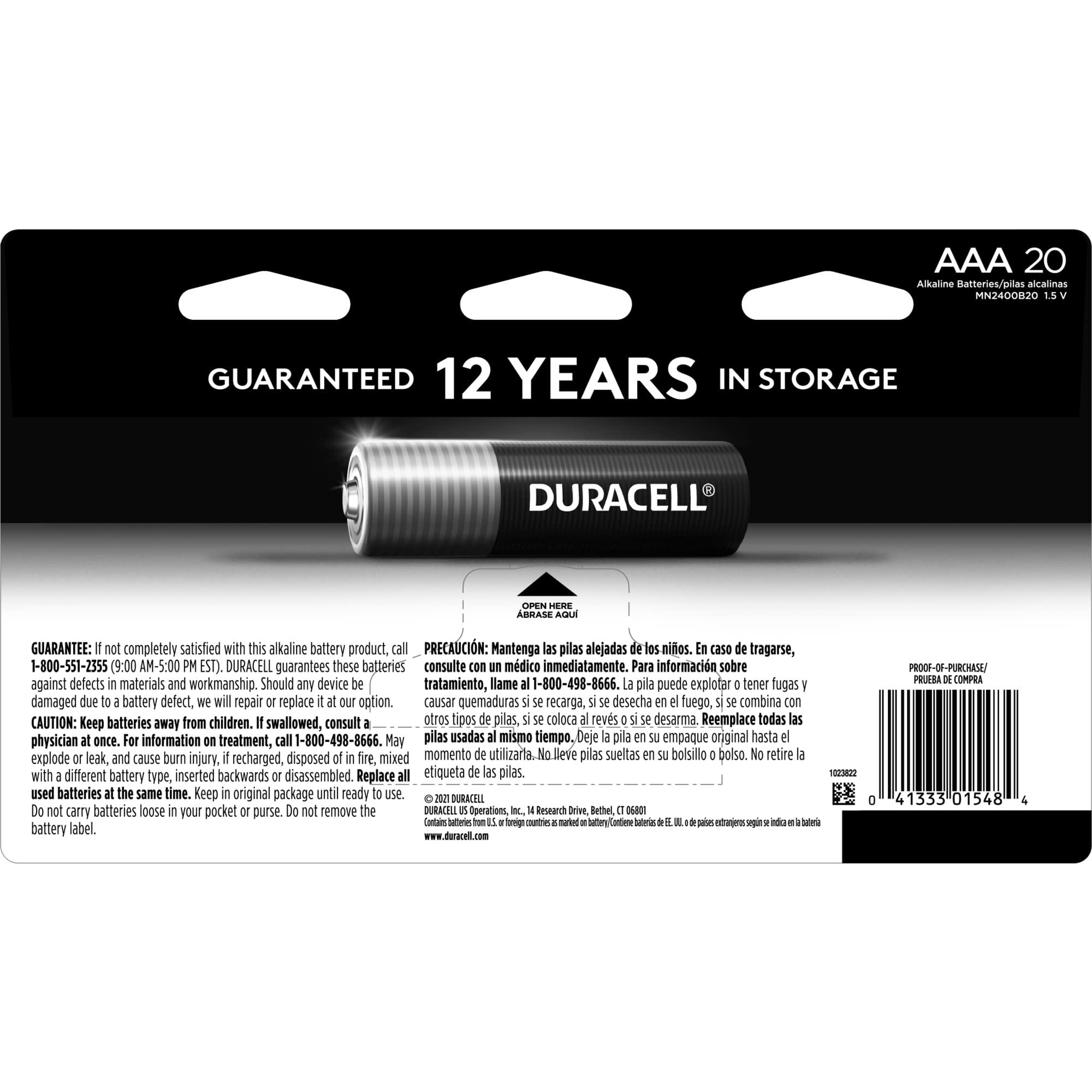 Duracell Coppertop AAA Batteries with Power Boost Ingredients, 20 Count Pack Triple A Battery with Long-lasting Power, Alkaline AAA Battery for Household and Office Devices - Image 2