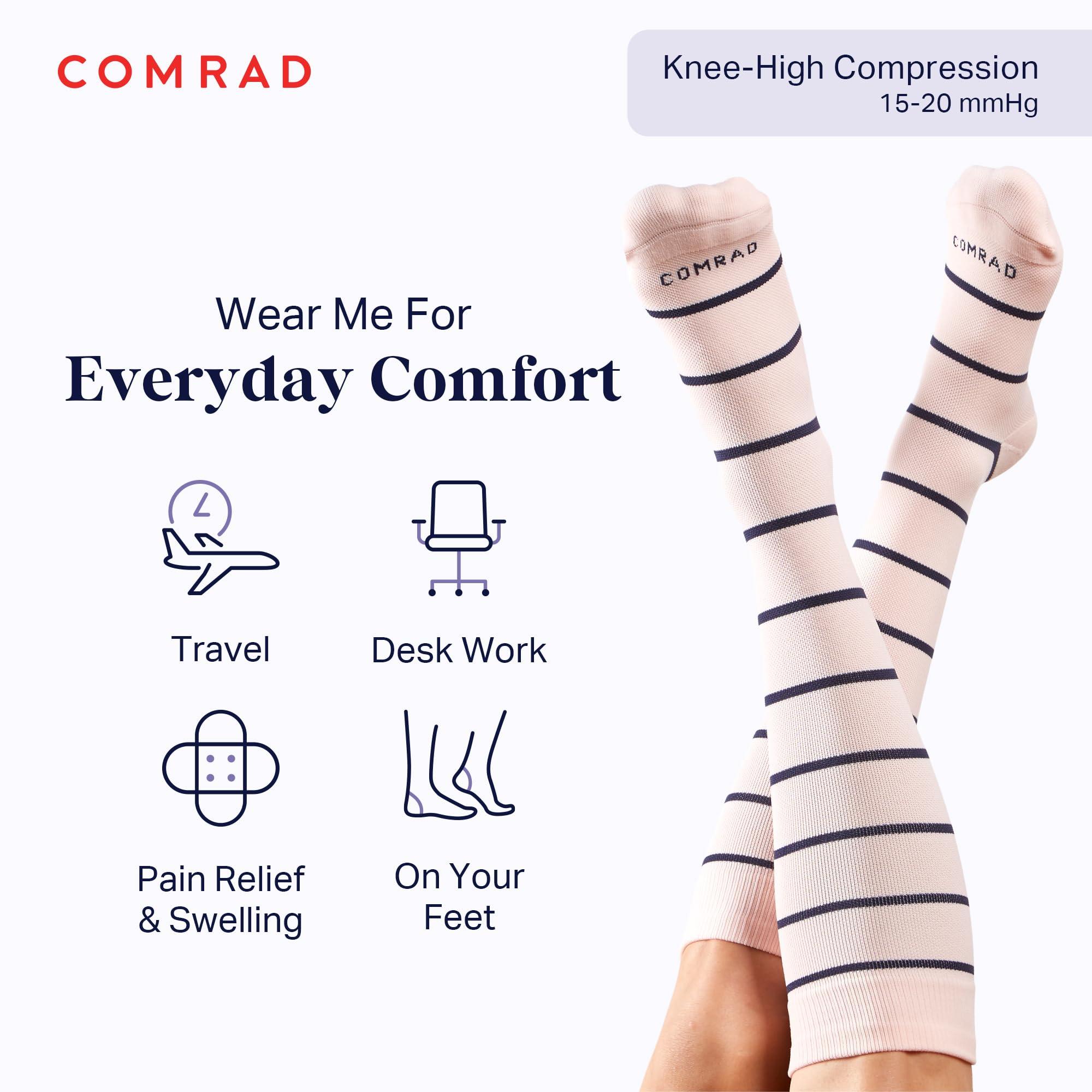Comrad Nylon Knee High Socks - 15-20mmHg Graduated Compression Socks - Soft & Breathable Support Unisex Socks - Image 2