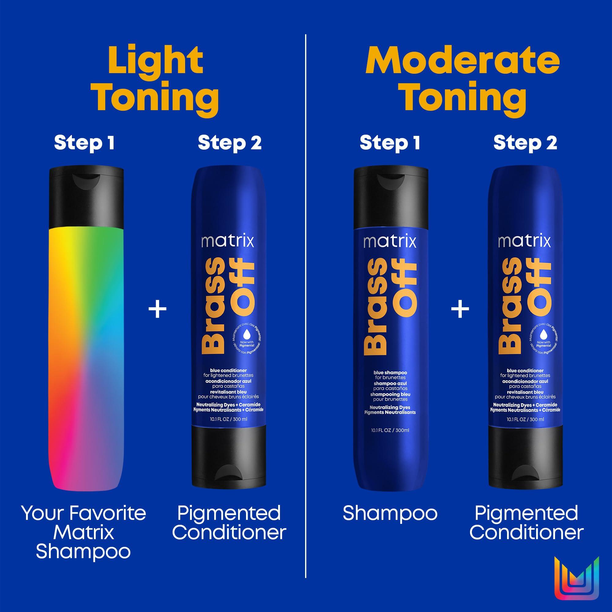 Matrix Brass Off Toning Blue Shampoo - Refreshes and Neutralizes Brassy Tones, For Color Treated Hair, Lightened Brunettes or Dark Blondes - Image 6