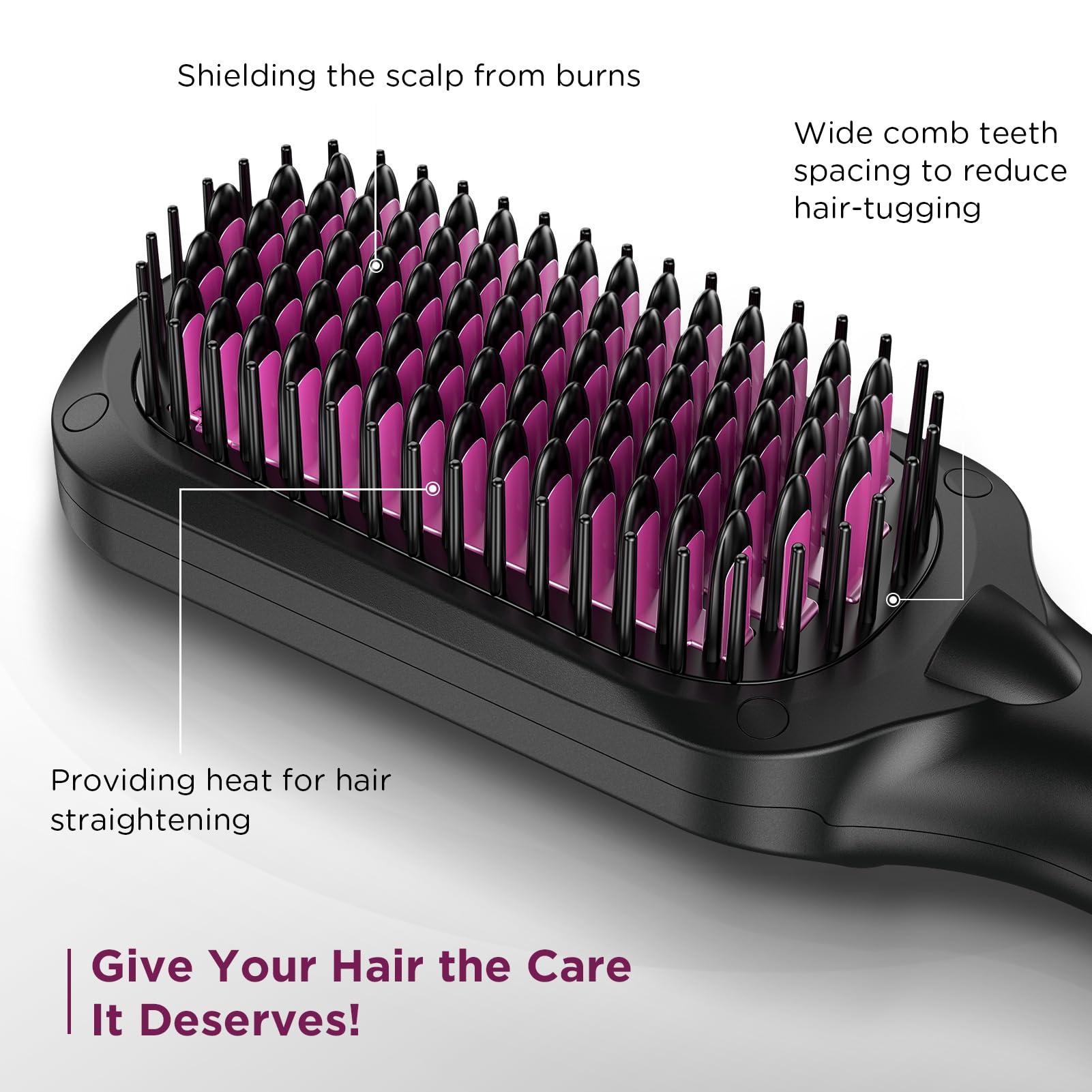 Reviio 30s Fast Heating Hair Straightener Brush - Ionic Anti-Frizz, Anti-Scald, Auto Temp Lock & Auto-Off, Worldwide Voltage, Black - Image 5