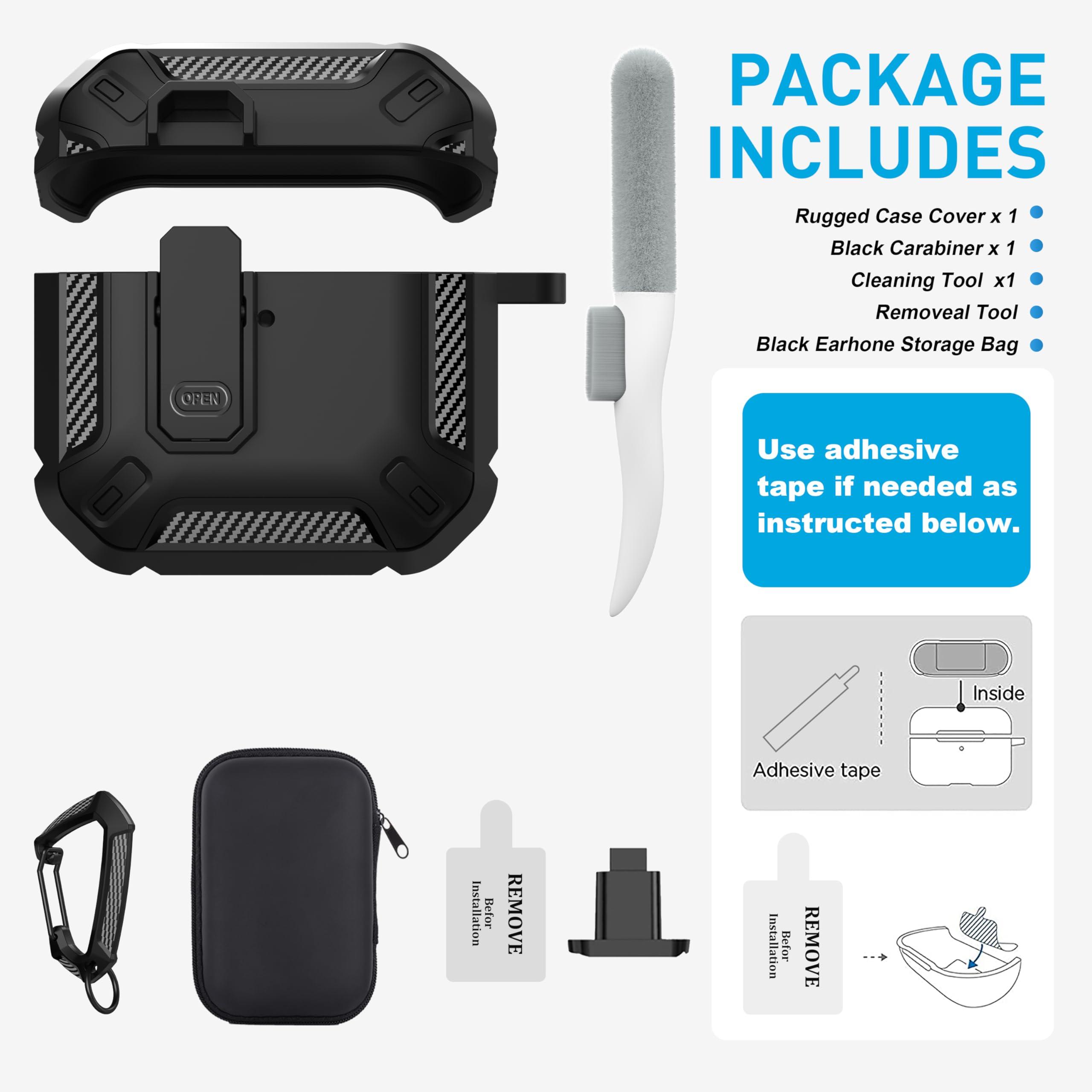 Maxjoy for AirPods 4 Case with Lock, AirPods 4th Generation Case Cover with Cleaner Kit Shockproof AirPod Gen 4 Protective Cases with Keychain Compatible with Apple AirPods4 2024 2025, Black - Image 7