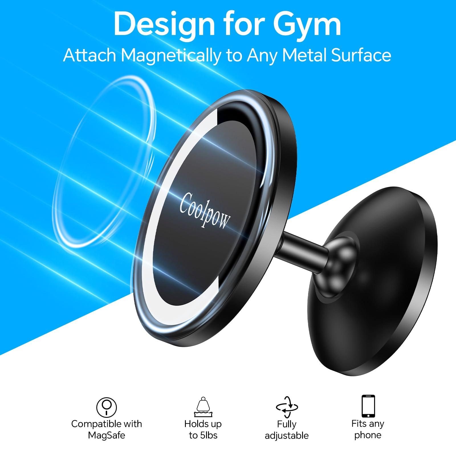 Gym Magnetic Phone Holder Mount for MagSafe【All Metal】Dual Magnetic Phone Holder for Gym Accessories Attach to Metal Surface, Gym Phone Holder Magnet for iPhone 16 15 14 13 Pro Max Gift for Men Women - Image 3