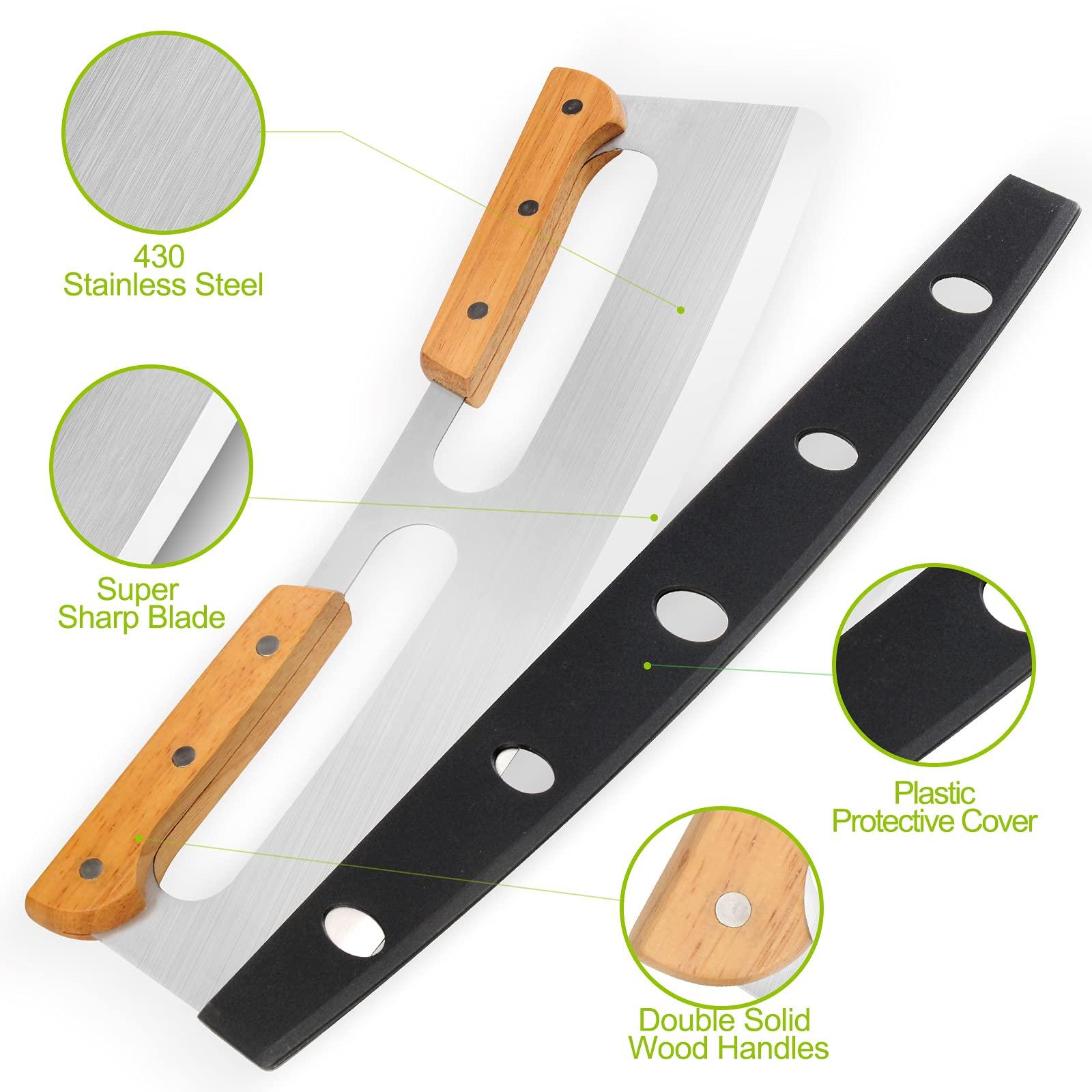 ZOCY Pizza Cutter Rocker with Wooden Handles & Protective Cover, 14" Sharp Stainless Steel Pizza Slicer Wheel, Big Pizza Knife Cutters for Kitchen Tool (14inch) - Image 4