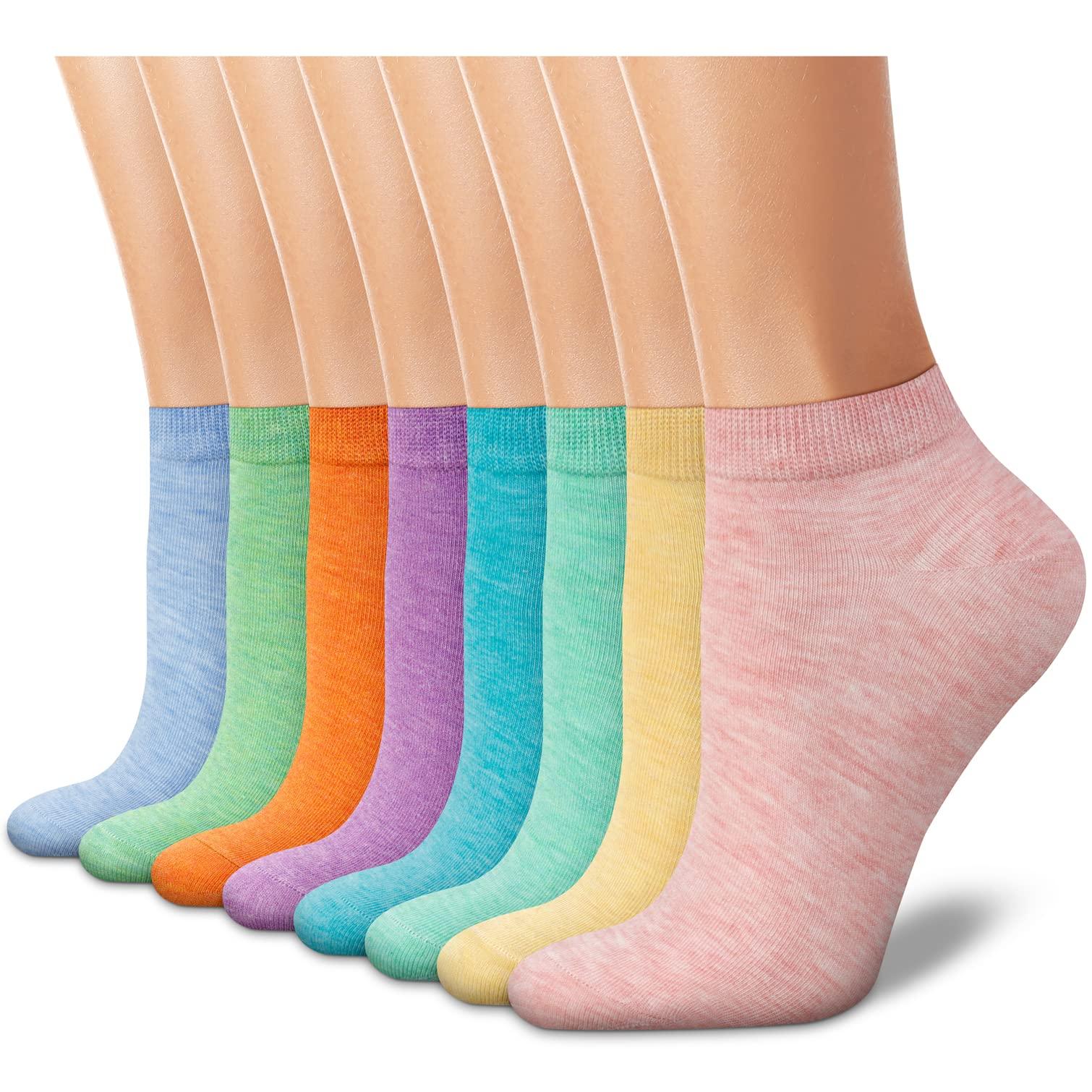 CHARKING 8 Pairs Ankle Socks for Women - Non Slip Cotton No Show Low Cut Casual Socks