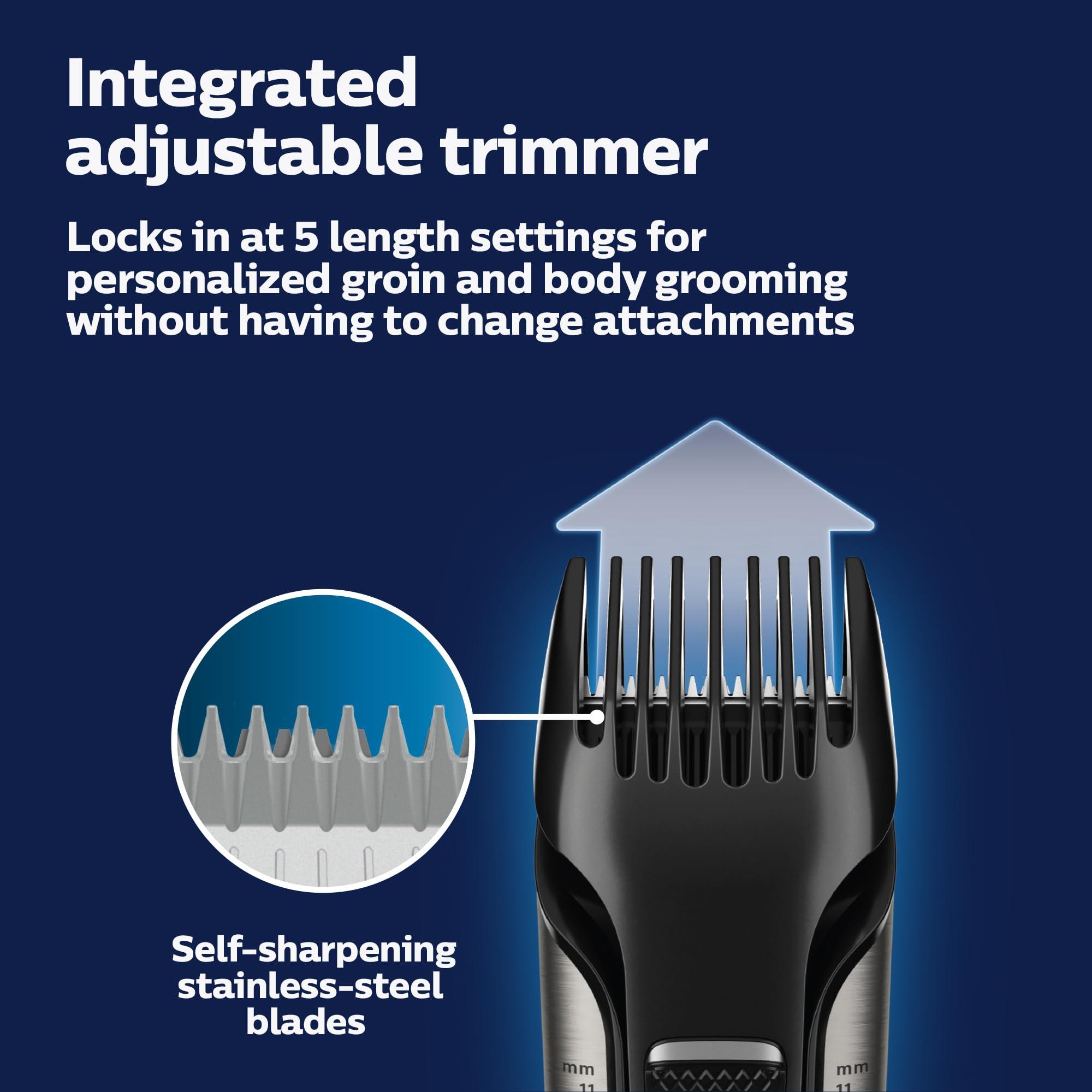 Philips Norelco Bodygroom 7000 Series, Showerproof Groin and Body Trimmer for Men, Precise Body Grooming, Adjustable Comb, Safe Even Below The Belt, 80 Min. Runtime, Model BG7030/49 - Image 4