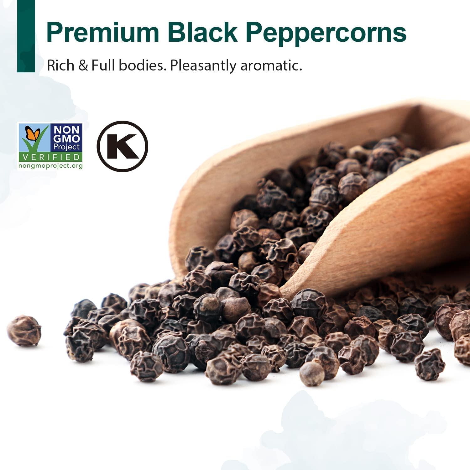 Soeos Himalayan Pink Salt 39 oz + Whole Black Peppercorns 18 oz, Coarse Grain, Kosher Salt for Grinder Refill, Salt and Pepper Grinder, Non-GMO Verified, Spice Seasoning Set for Cooking - Image 6