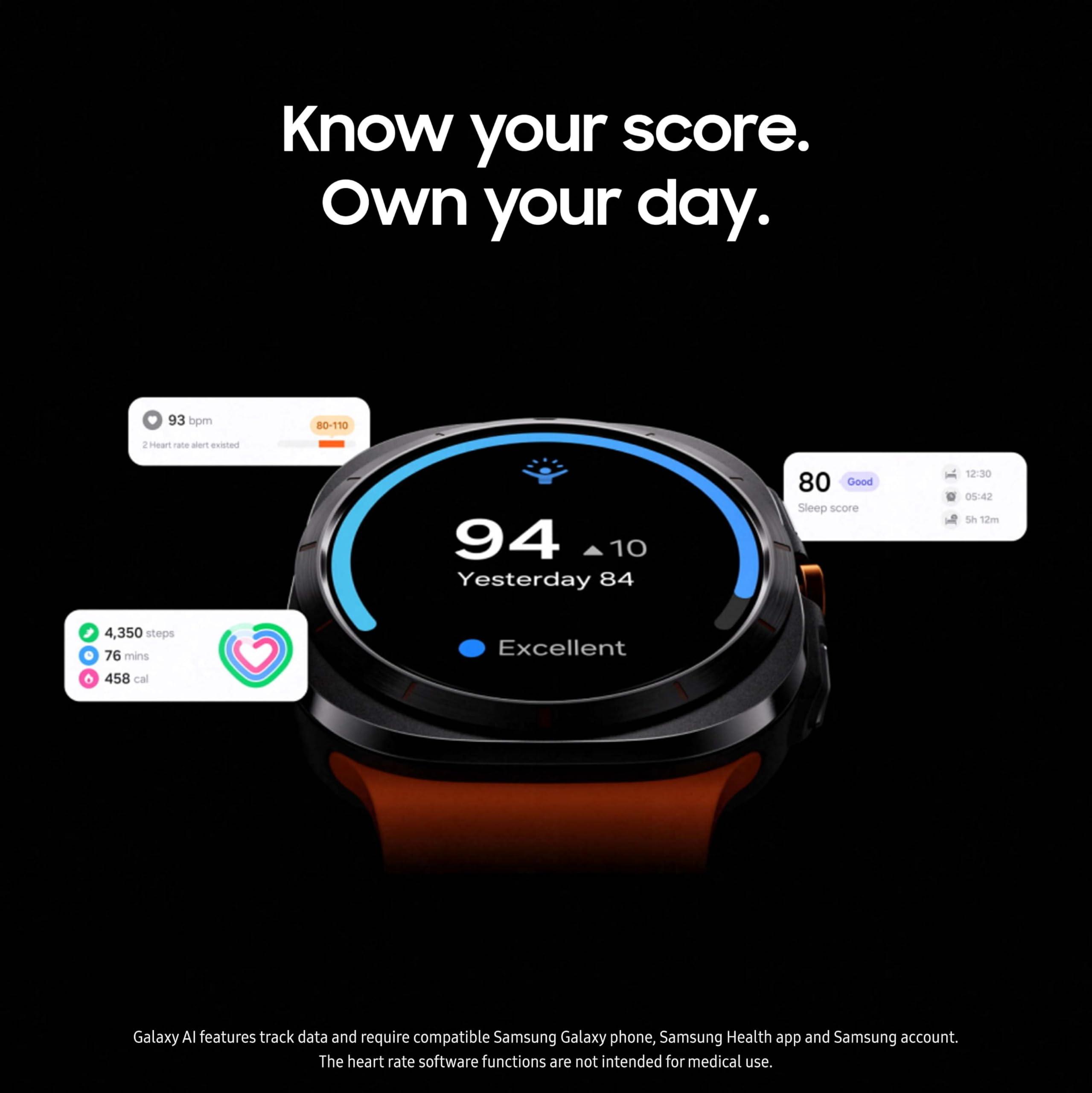 Samsung Galaxy Watch Ultra 47mm LTE AI Smartwatch w/Energy Score, Wellness Tips, Heart Rate Tracking, Sleep Monitor, Fitness Tracker, GPS, 2024,Titanium Silver [US Version, 1Yr Manufacturer Warranty] - Image 4