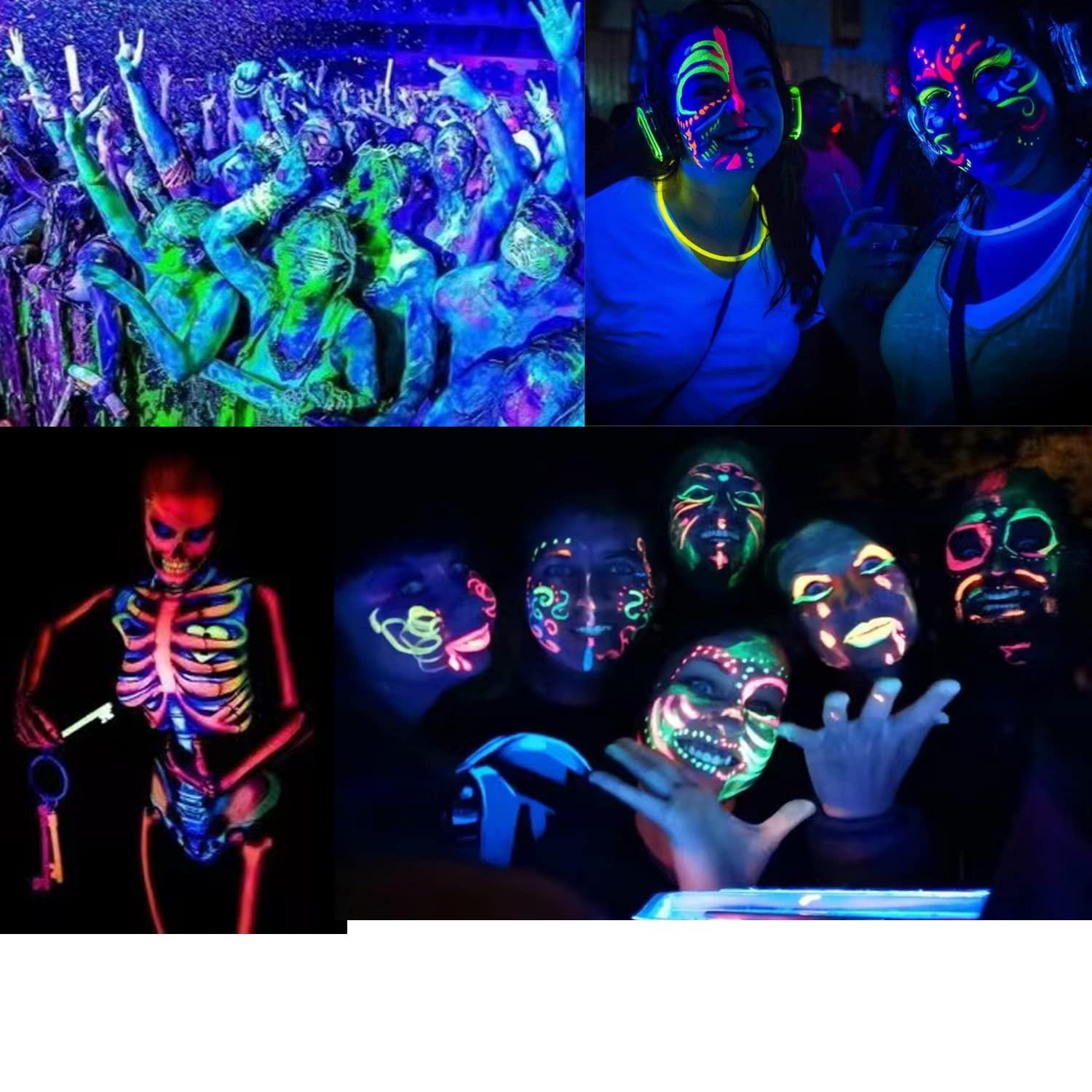 12 PCS Glow Face Body Paint, Glow In The Dark Under UV Black Light Sticks Makeup Neon Face Painting Kits for Adult Halloween Festival Accessory Glow Party Supplies - Image 7