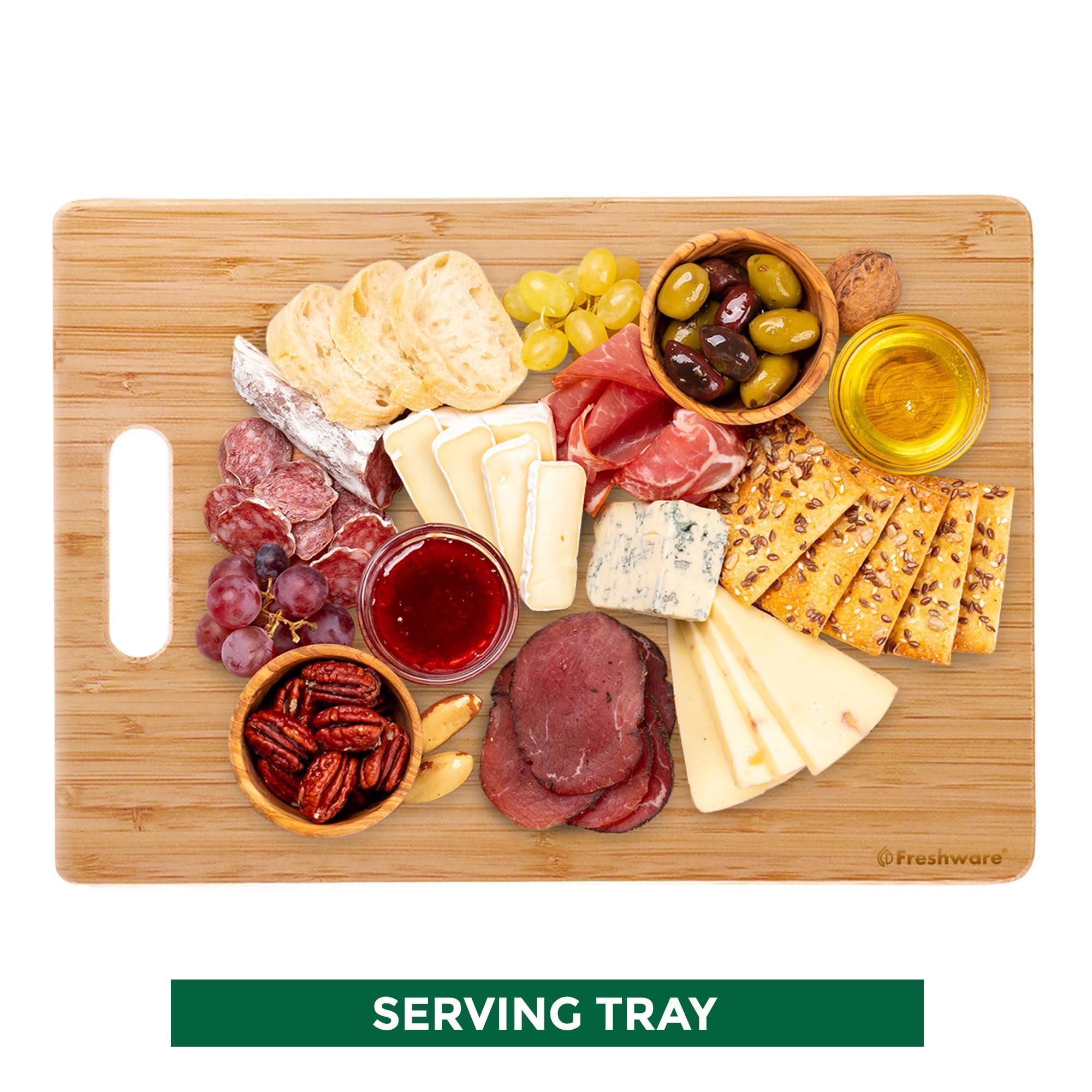 Bamboo Cutting Boards for Kitchen [Set of 3] Wood Cutting Board for Chopping Meat, Vegetables, Fruits, Cheese, Knife Friendly Serving Tray with Handles - Image 5