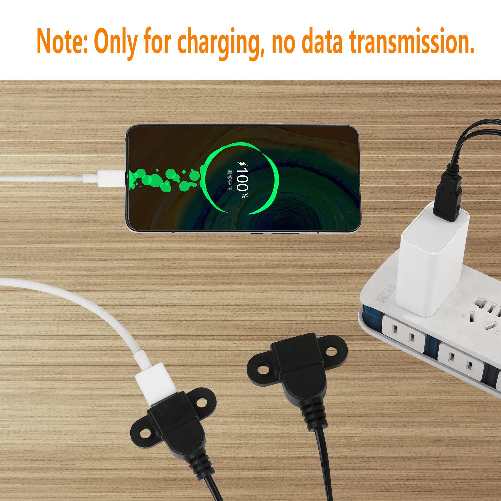 SinLoon USB 2.0 Charging Cable USB 2.0 Male to USB Female & Type-c Female Panel Mount Charging Cable for Wine Cabinet, Hotel,Furniture, Install USB Charging Port 1.5M (USB M/F&Type-C) - Image 6