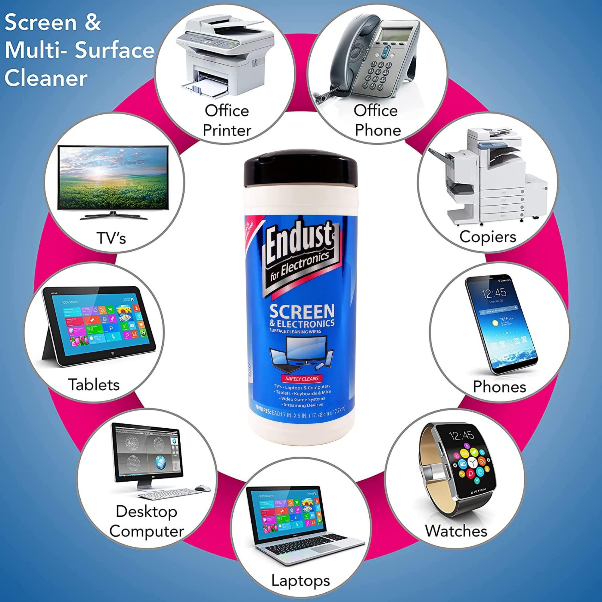 Endust For Electronics Screen Cleaner Wipes, Electronics Surface Cleaning Wipes, For Tablet, E-Reader, Monitor, Laptop, Phone, TV, GPS, Pre-Moistened, Alcohol & Ammonia Free, 140 Count (Pack of 2) (11506+12596) - Image 2