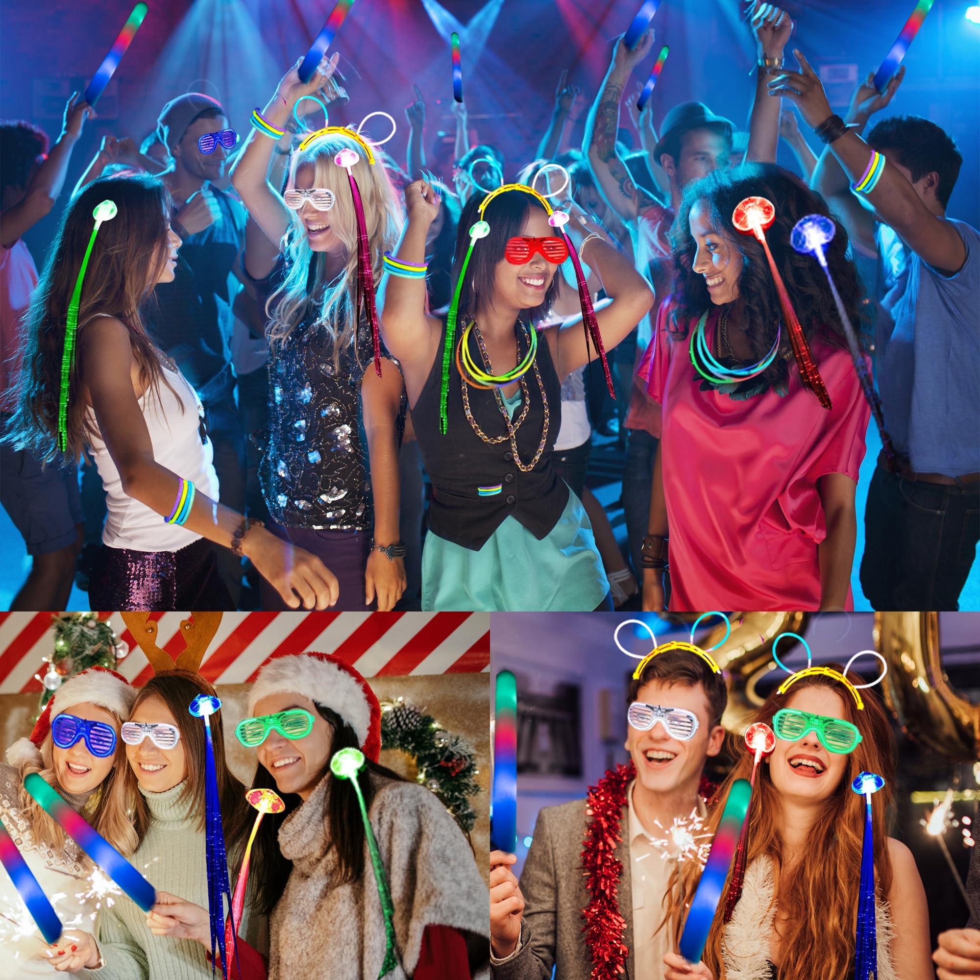 272 PCs Glow Party Supplies, 24 Foam Glow Sticks, 24 LED Glasses and 200 Glow Sticks ＆ Bracelets, 12 Glow sticks headband 12 Fiber Optic Hair Light，Glow Neon Party Favors for Wedding, Concert, Raves - Image 7
