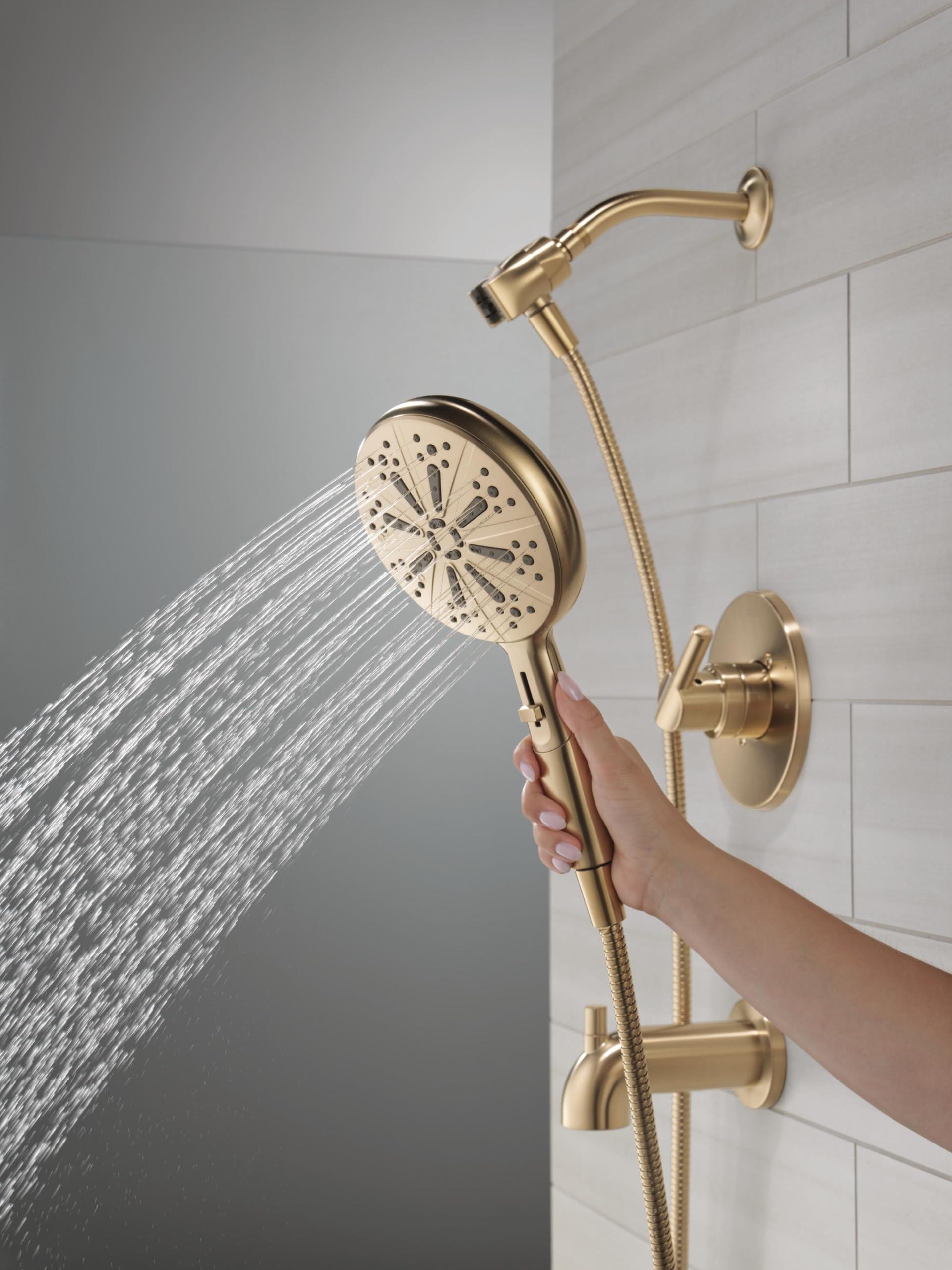 Delta Faucet Nicoli 14 Series Single-Handle Tub and Shower Trim Kit, Gold Shower Faucet with 6-Spray H2Okinetic Hand Held Shower Head with Hose, Champagne Bronze 144749-CZ-HS (Shower Valve Included) - Image 2