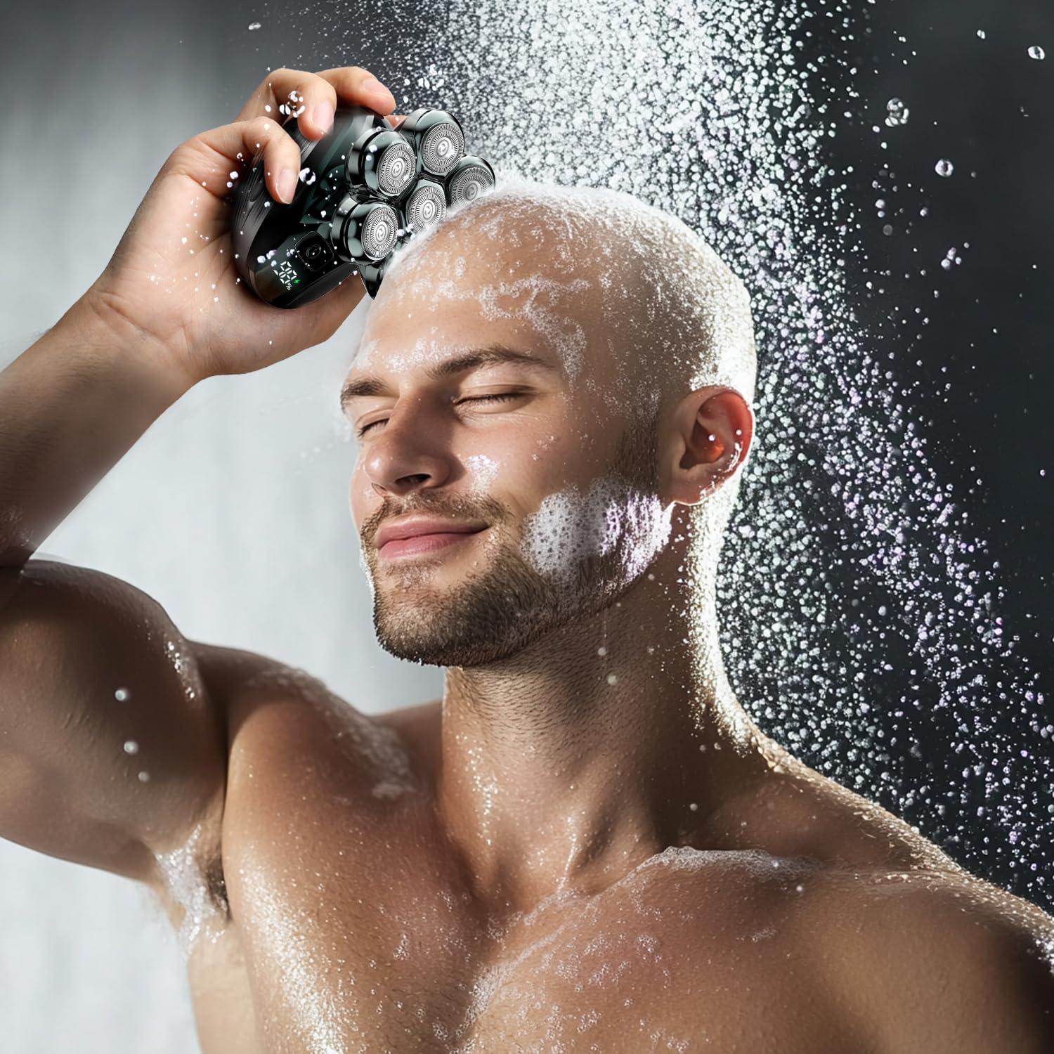 Head Shavers for Bald Men, Detachable Head Shaver, IPX7 Waterproof Wet Dry Bald Head Shavers, 7D LED Display Electric Rechargeable Head Shaving Kit with Type-C Charge - Image 7
