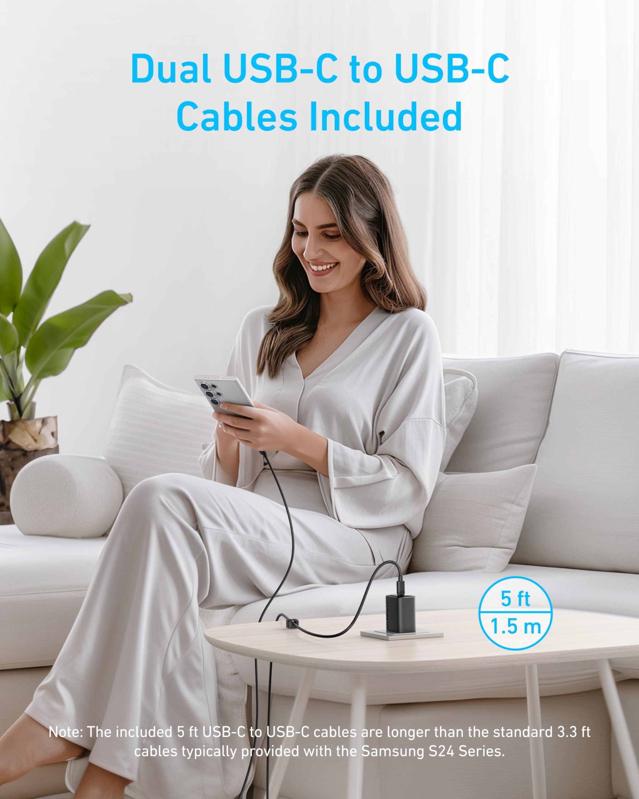 Anker 45W USB C Charger Block, PPS Fast Charger with USB-C Cable for iPhone 16/15 and More Series, iPad, Galaxy S24 Ultra (2-Pack 5 ft Cable Included) - Image 5