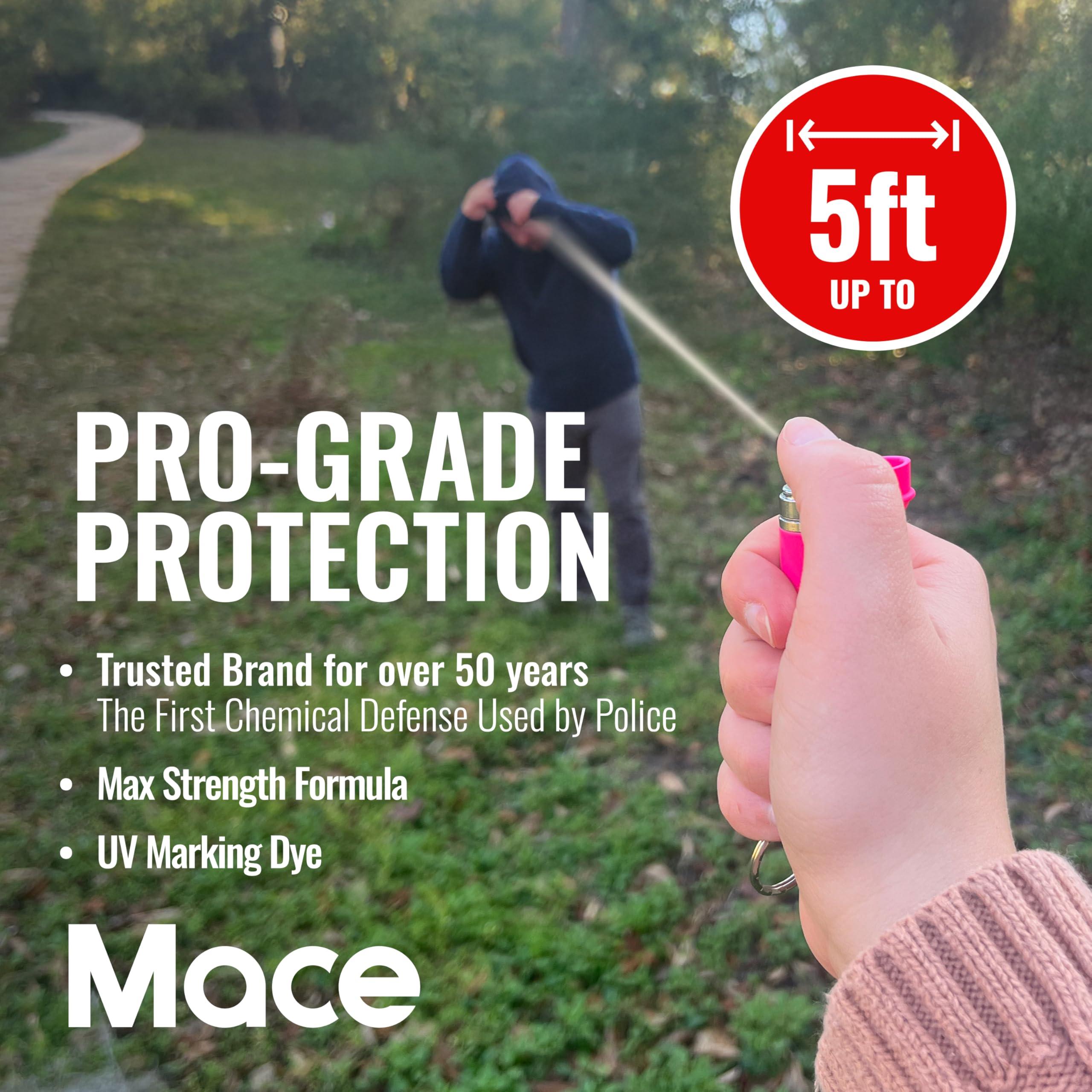 Mace Brand KeyGuard Mini Model Pepper Spray, 0.14 oz, 5 Feet Range, Max Strength 10% OC Formula, Long Lasting UV Dye, Flip Top Safety Cap, Self Defense Pepper Spray for Women & Men - Image 2