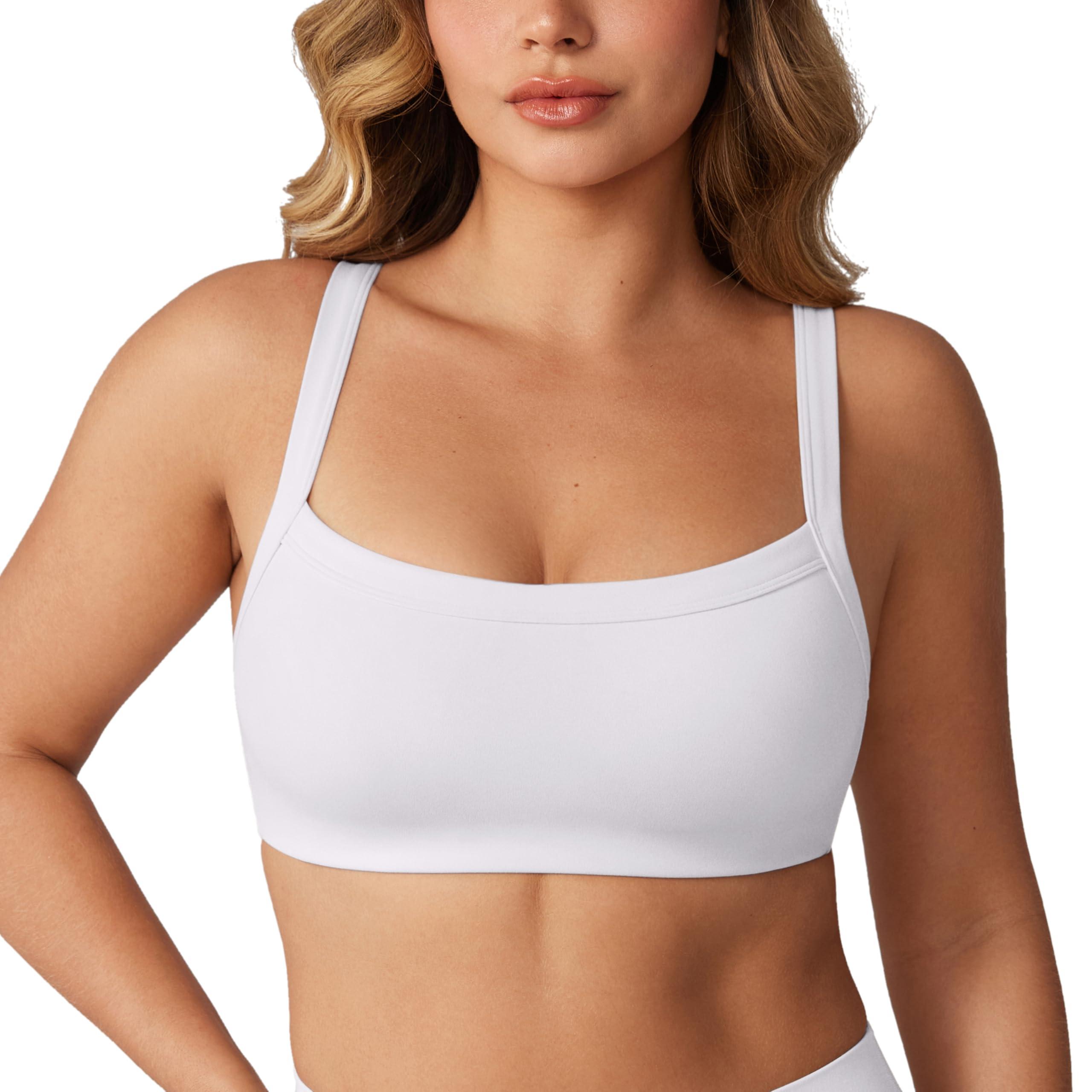 UNISSU Hugcurve Adjustable Sports Bra Square Neck Wireless Padded Yoga Workout Tops