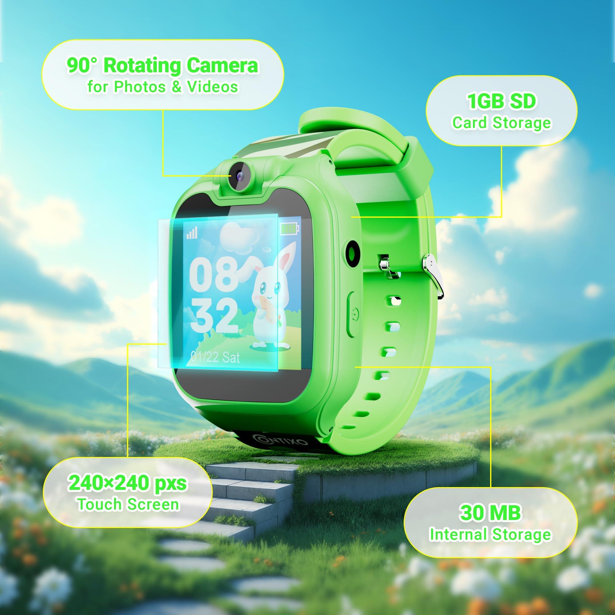 Contixo Kids Smart Watch-HD Touch Screen Educational Smartwatch with Camera, Video & Audio Recording, MP3 Music Player for Kids 3-12 Year Old Boys and Girls Children-Green - Image 8