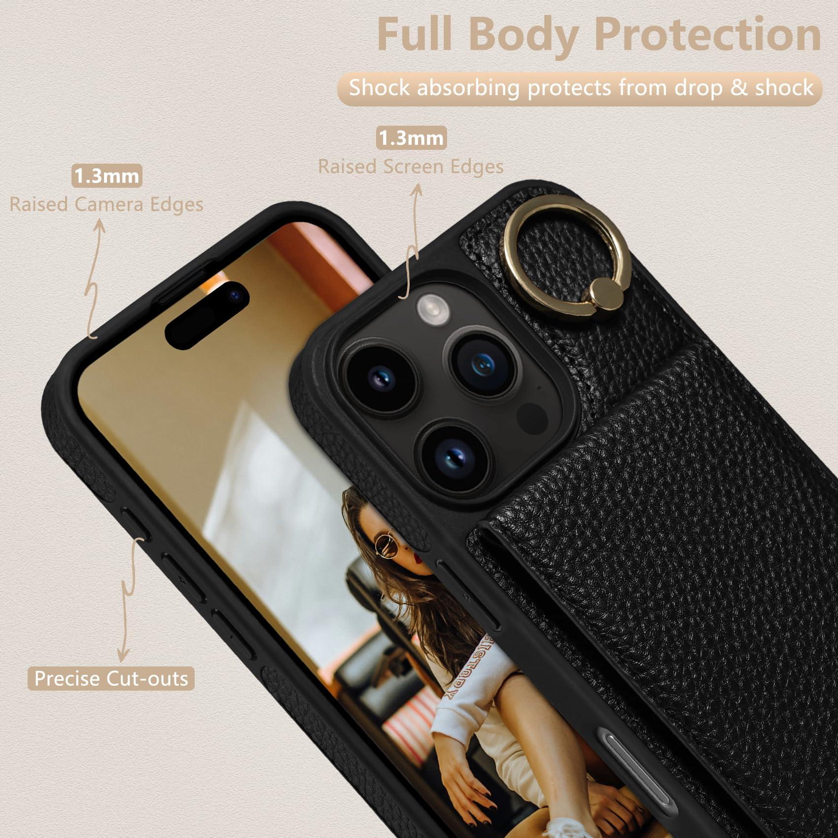 Keallce Case for iPhone 16 Pro Max 6.9'', Detachable Crossbody Case Wallet with RFID Blocking Card Holder, 360ｰRing Stand, Folio Leather iPhone Cover Lanyard Strap Lady for iPhone 16 Pro Max, Black - Image 6