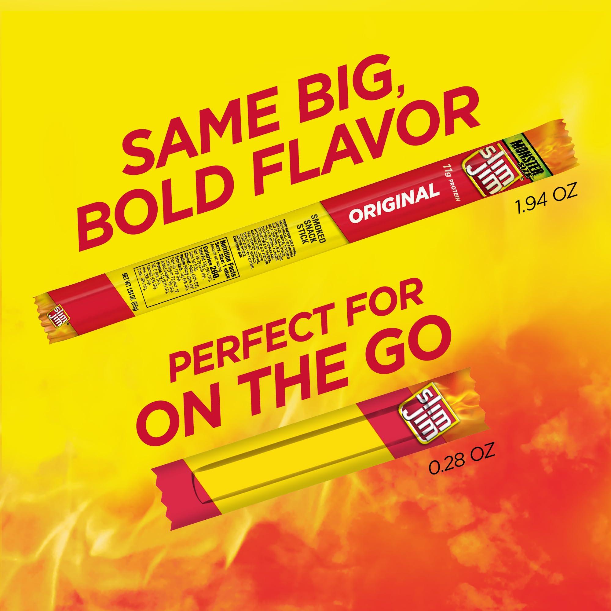 Slim Jim Smoked Meat Sticks, Original Flavor, 6g Protein Per Serving, Snack Size, 0.28 oz. (46 Count) - Image 4