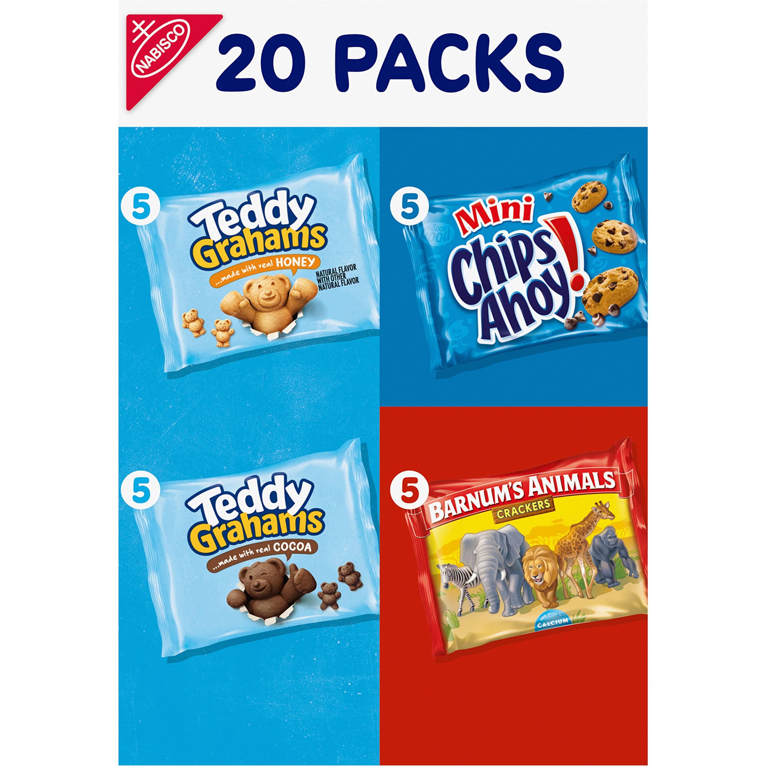 Nabisco Fun Shapes Variety Pack, Barnum's Animal Crackers, Teddy Grahams and CHIPS AHOY! Cookies, 20 Snack Packs - Image 14