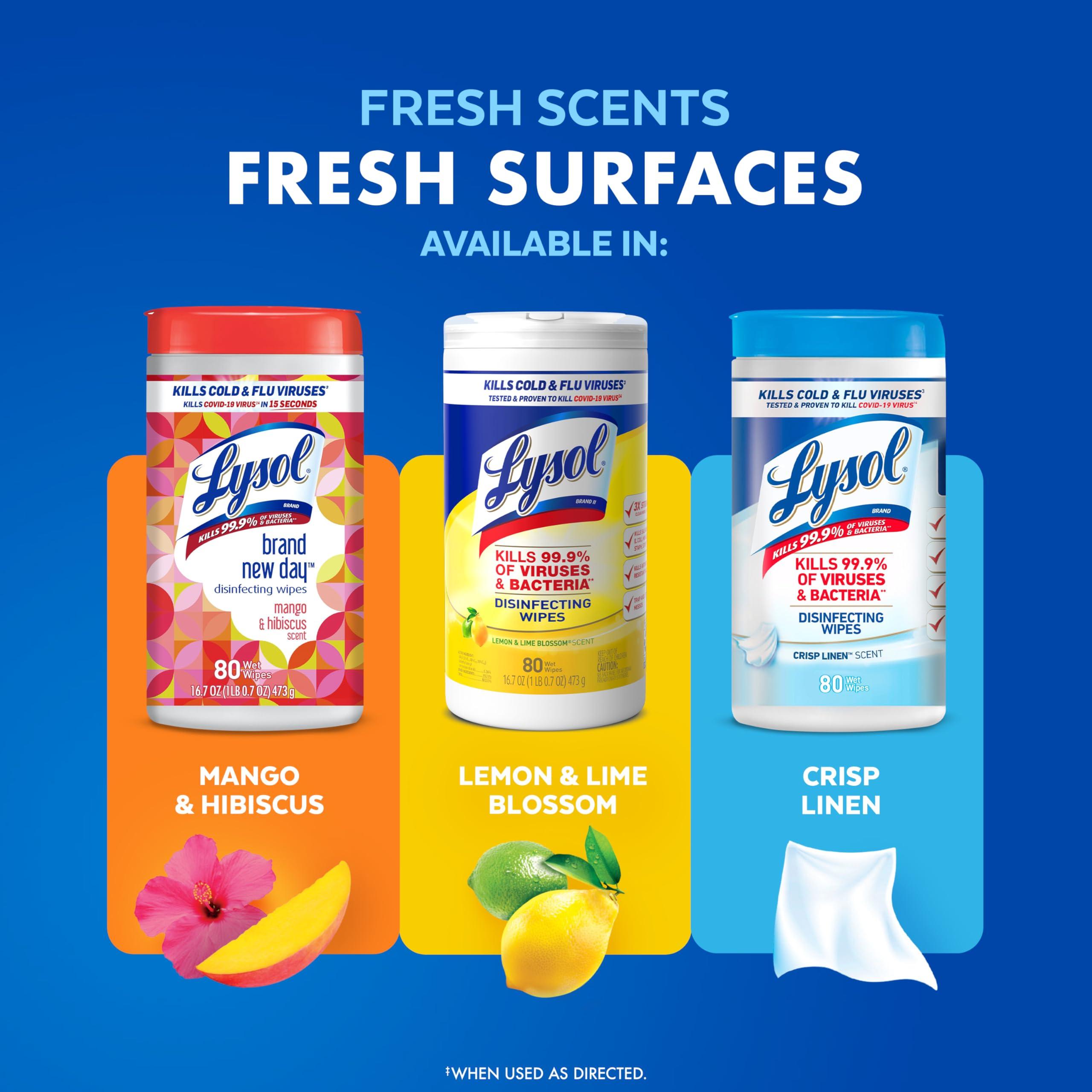 Lysol Disinfectant Wipes Multi-Surface Antibacterial Cleaning Wipes For Disinfecting and Cleaning Lemon and Lime Blossom 80 Count (Pack of 2) - Image 8
