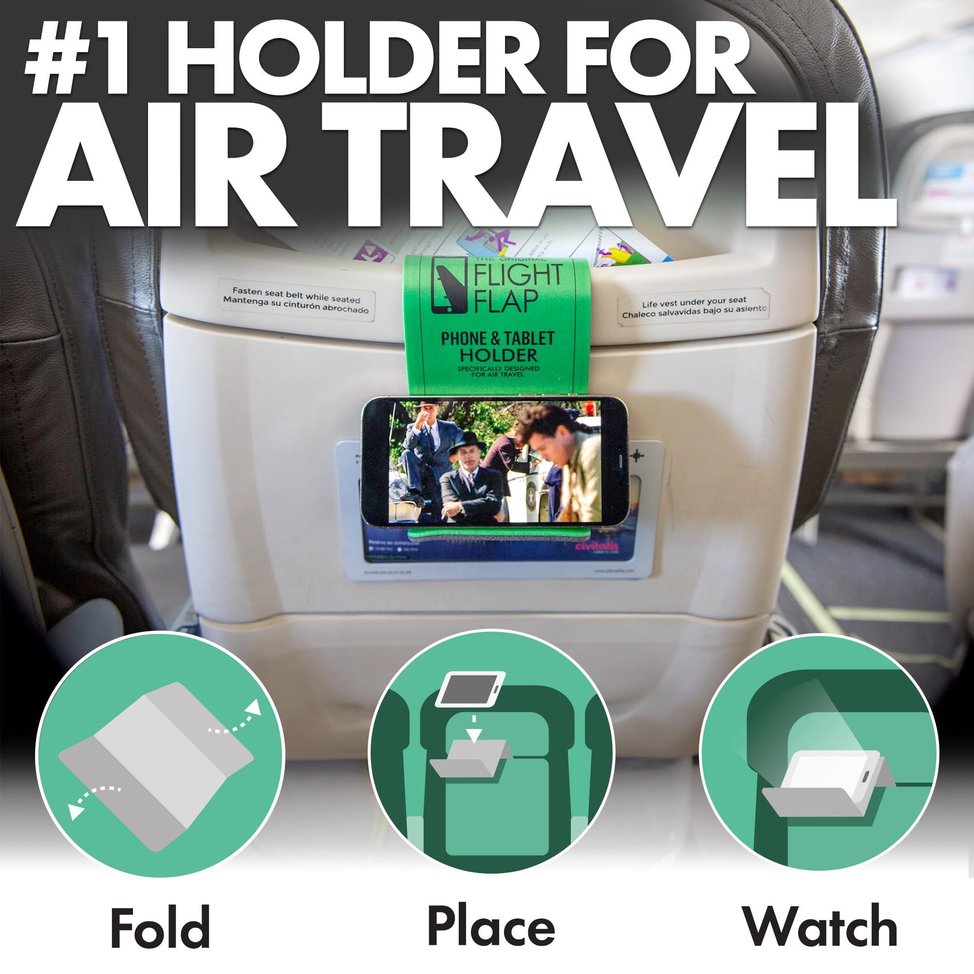 Flight Flap Airplane Phone Holder, Flexible Cell Phone Holder, Folding Cellphone Stand for Desk, Bed, Office, Treadmill - Airplane Accessories Long Flight Travel - Plane Essentials (Original Green) - Image 2