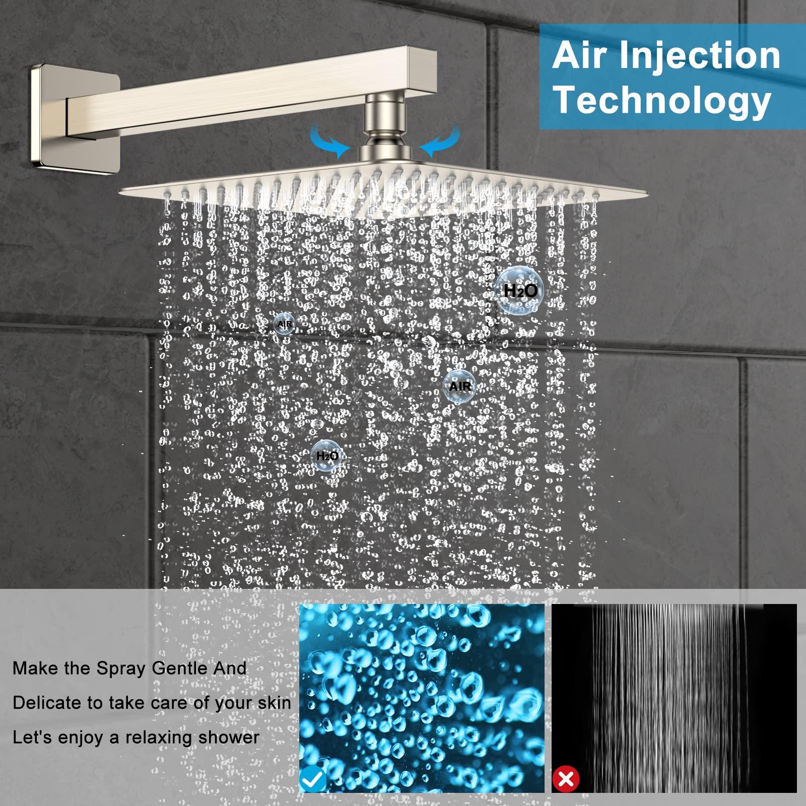 Rain Shower System Sets Faucet: EMBATHER 10 Inch Overhead Rainhead Shower Combo Set With Handheld And Valve-Luxury Modern Mixer Rainfall Brushed Nickel Shower Faucets Sets Complete - Image 5