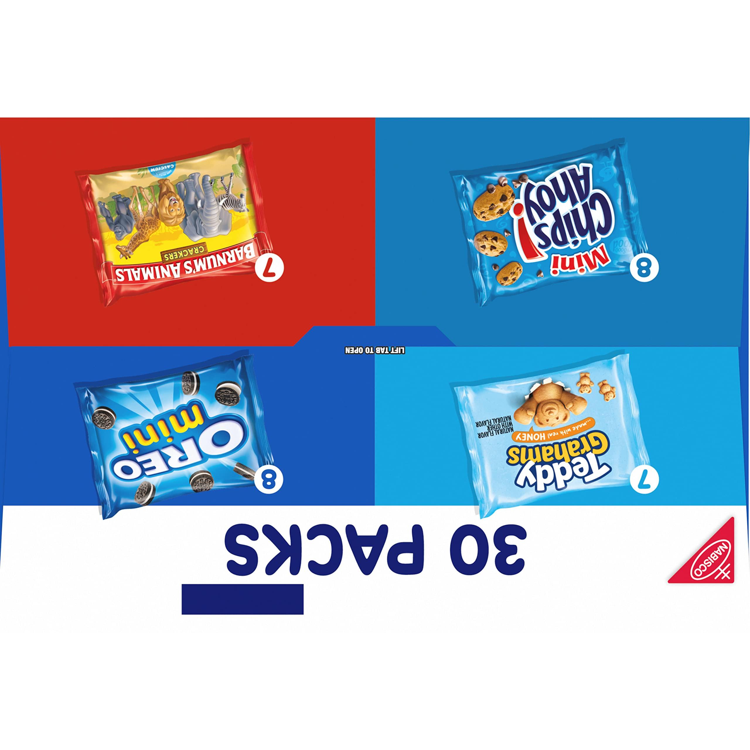 Nabisco Team Favorites Variety Pack, OREO Mini, CHIPS AHOY! Mini, Teddy Grahams Honey & Barnum's Animal Crackers, 30 Snack Packs - Image 15