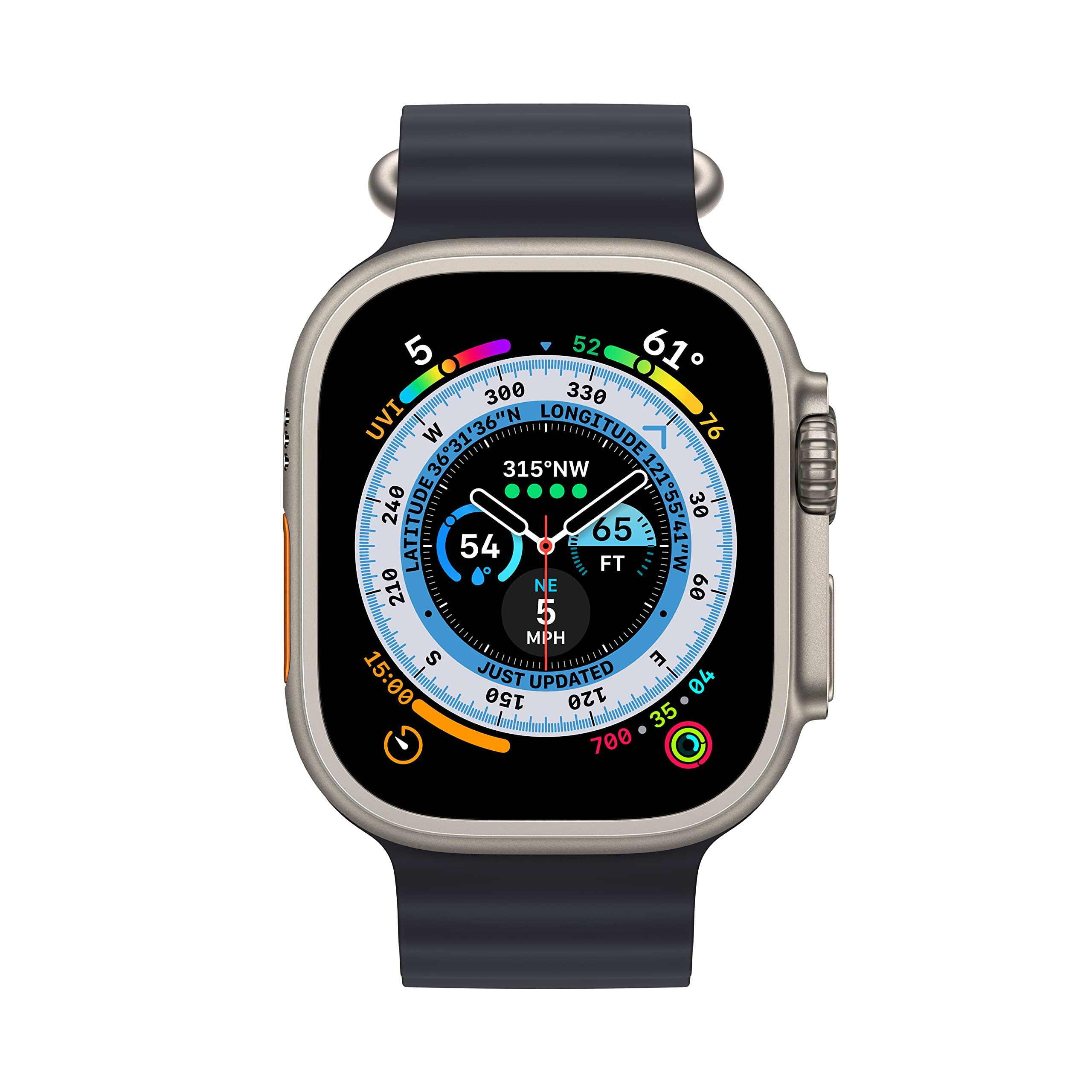 Apple Watch Ultra [GPS + Cellular 49mm] Titanium Case with Midnight Ocean Band, One Size (Renewed Premium) - Image 2