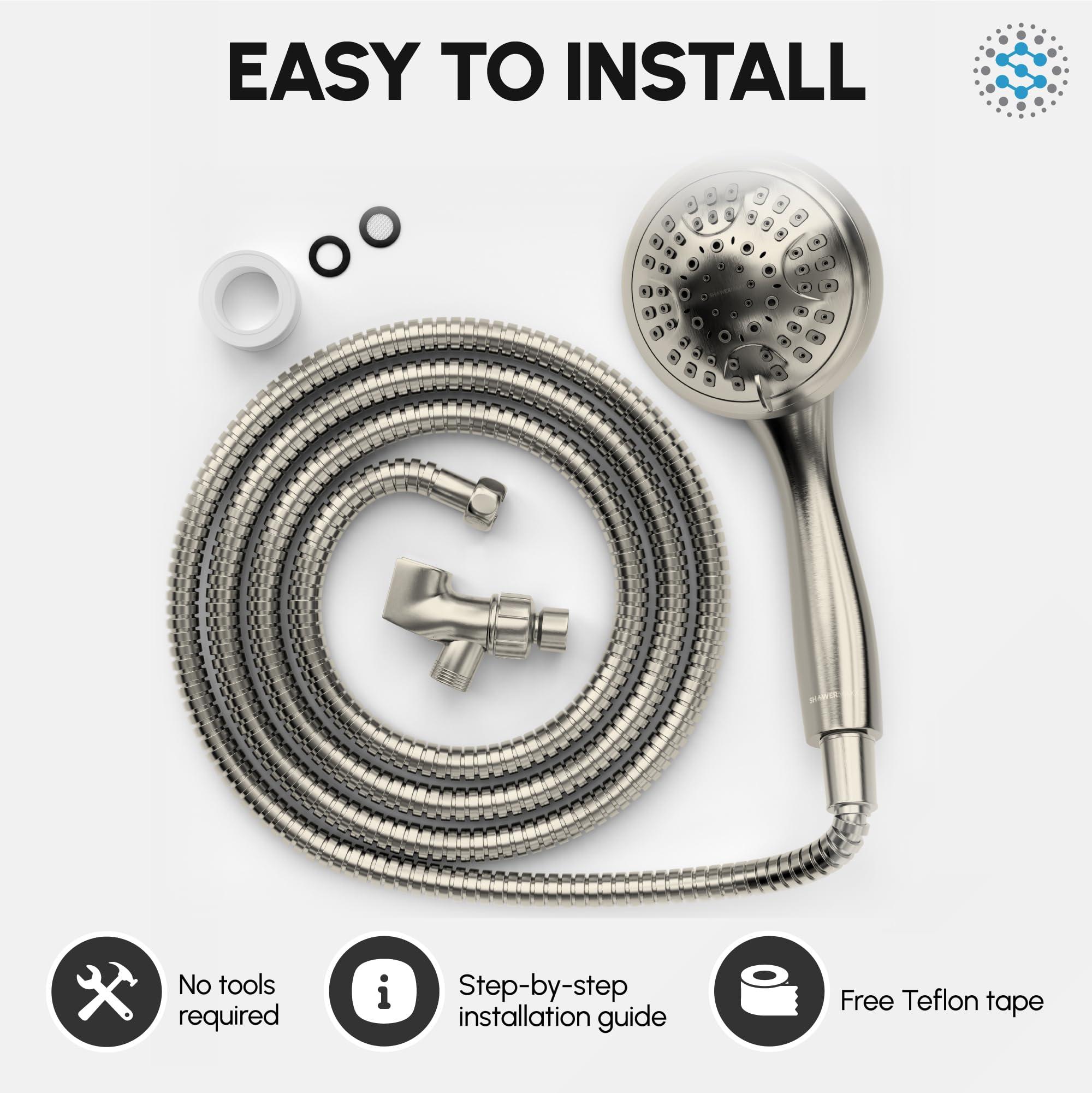 ShowerMaxx, Luxury Spa Series, 6 Spray Settings 4.5 inch Hand Held Shower Head, Extra Long Stainless Steel Hose, MAXX-imize Your Shower with Showerhead in Brushed Nickel Finish - Image 7