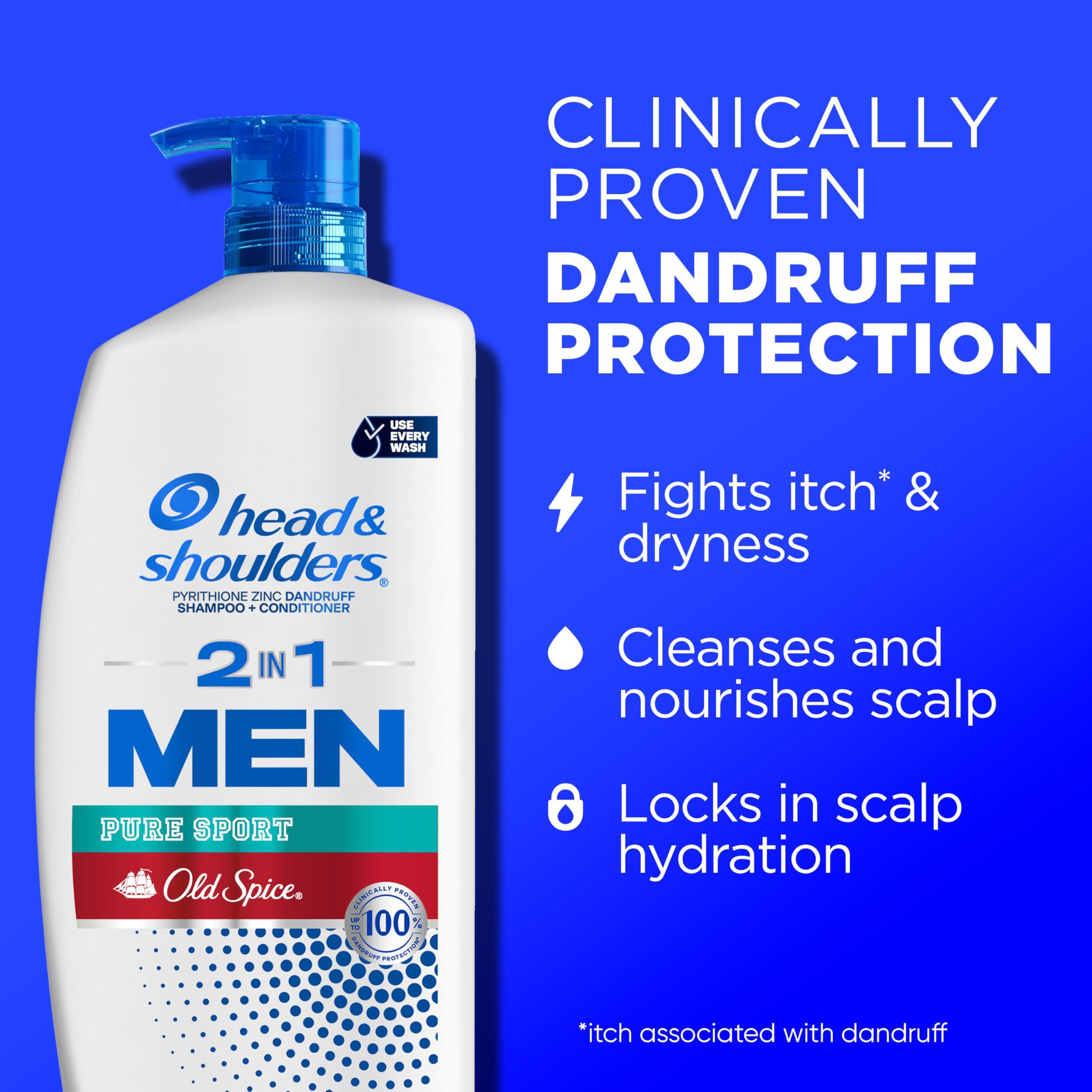 Head & Shoulders 2-in-1 Dandruff Shampoo and Conditioner Set, Clinically Proven Dandruff & Itch Relief, Lemon-Lime Scent of Old Spice Pure Sport, Nourish Scalp & Hair, 31.4 Fl Oz Each, 2 Pack - Image 2