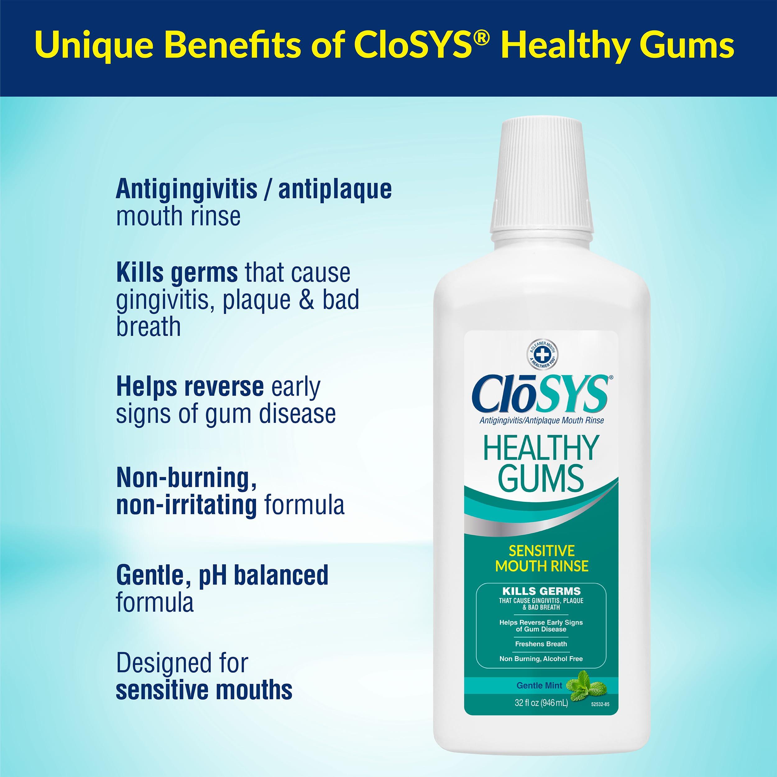 Closys Healthy Gums Mouthwash, Antiplaque and Anti-gingivitis for Gum Health, Non-Burning, Non-Irritating – 32 Fl Oz - Image 4